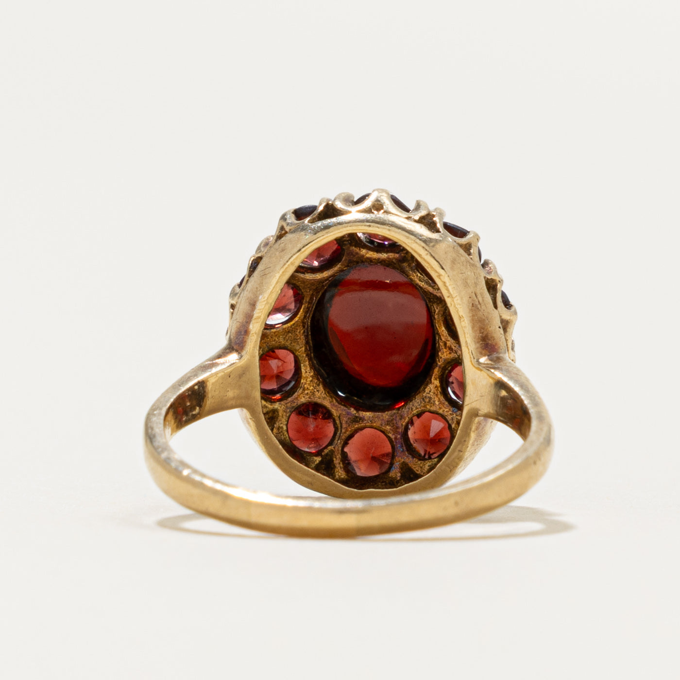 1973 London 9k Victorian Revival Garnet Cluster Ring | 4.20ctw | SZ 6