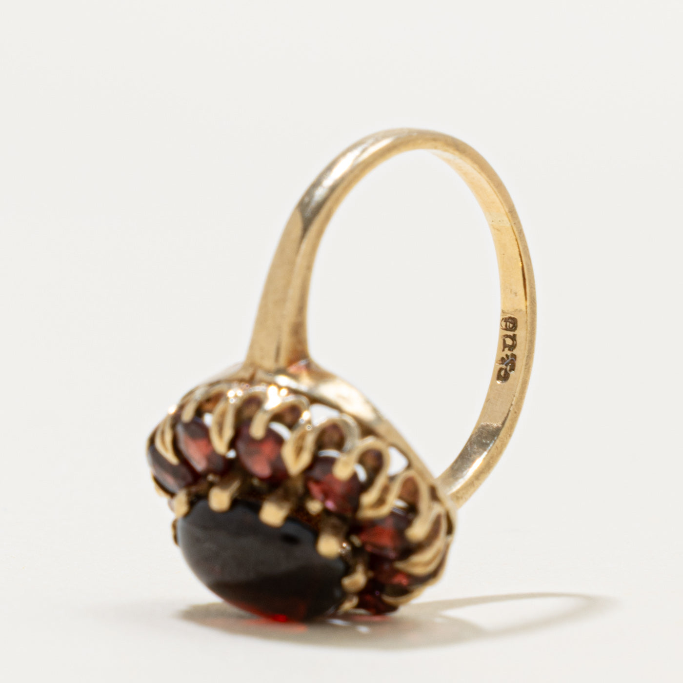 1973 London 9k Victorian Revival Garnet Cluster Ring | 4.20ctw | SZ 6