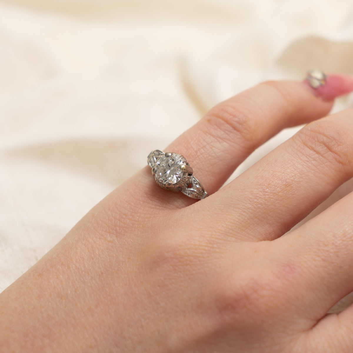 Art Deco Transitional Cut Diamond Ring | 1.15ct VS2 G/H | SZ 5.75