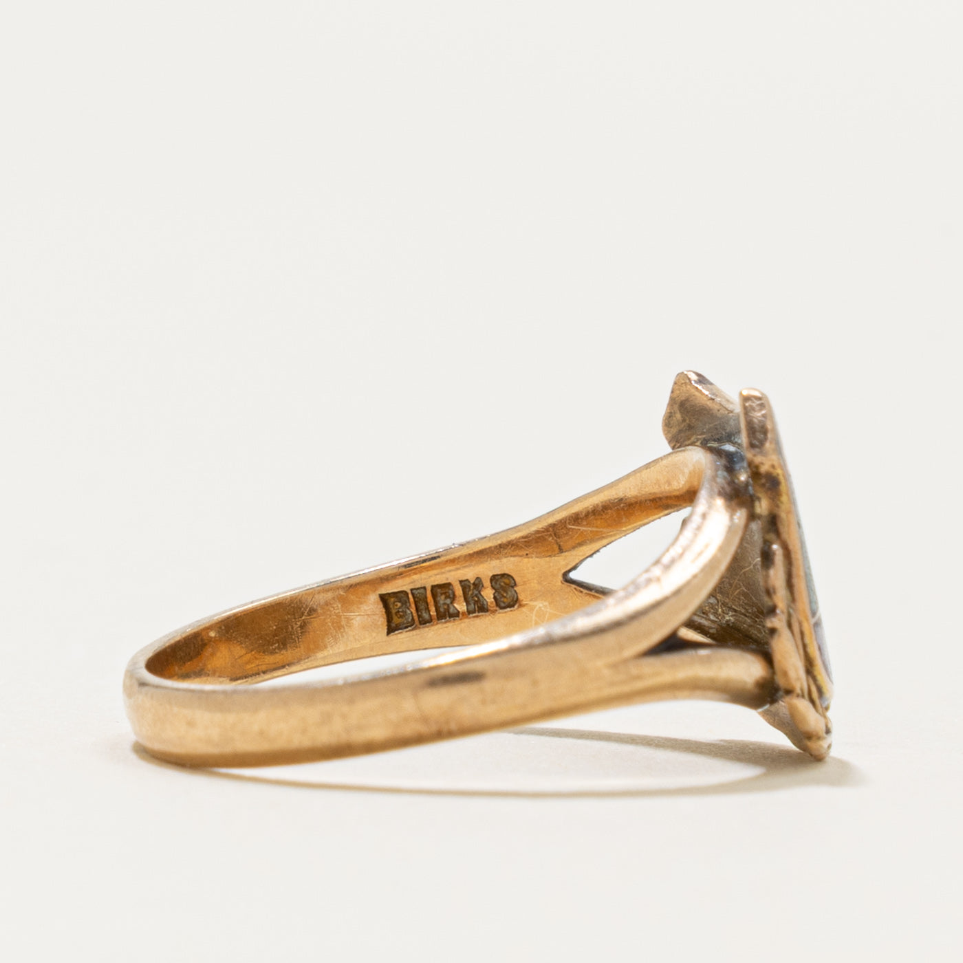 'Birks' Owl Crest Enamel 10k Ring | SZ 6.5