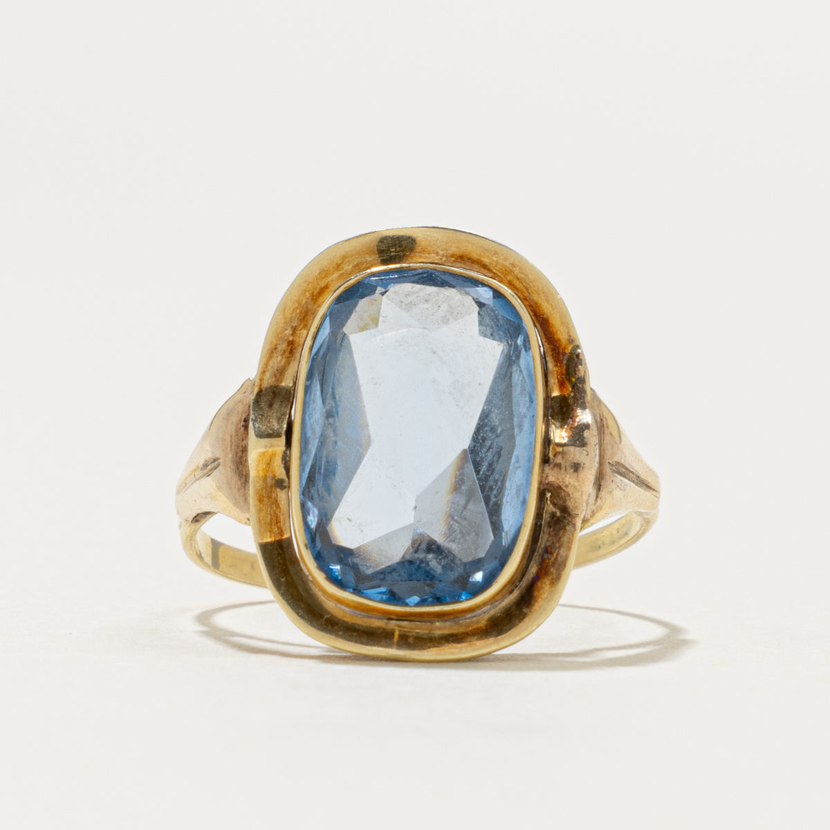 Dutch 14k Blue Topaz Cocktail Ring | 3.41ct | SZ 7.25