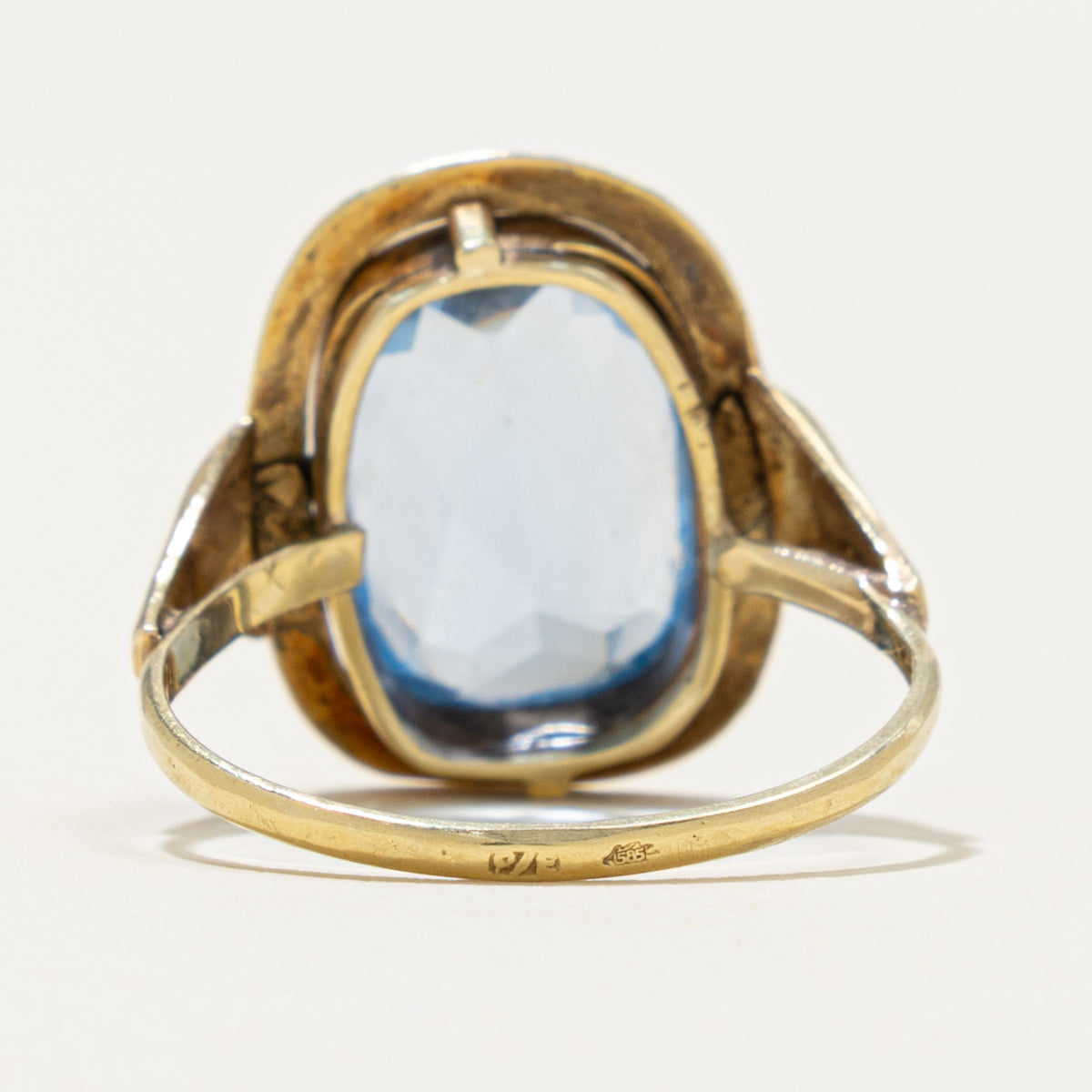 Dutch 14k Blue Topaz Cocktail Ring | 3.41ct | SZ 7.25