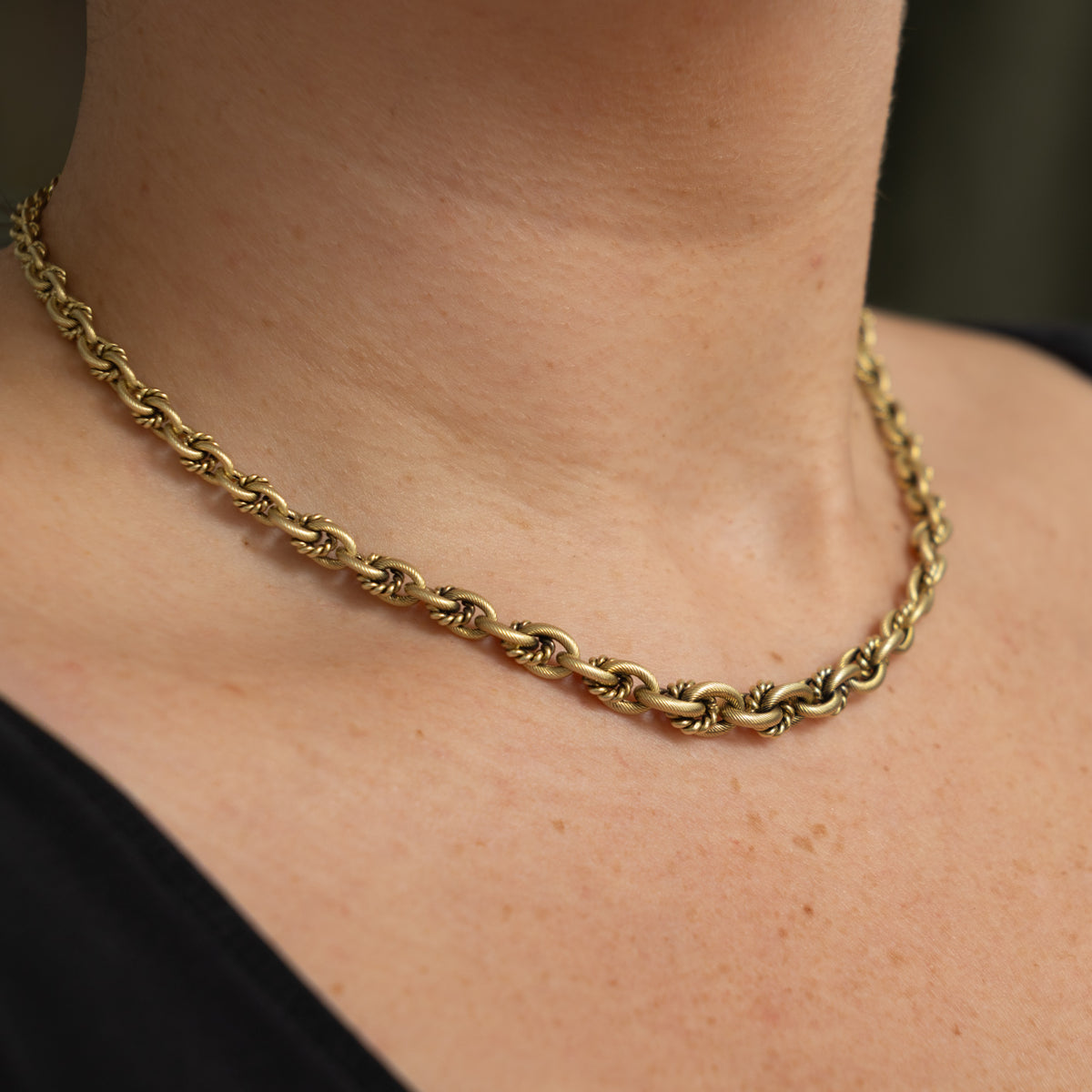 14k Modified Ornate Cable Link Chain | 16"