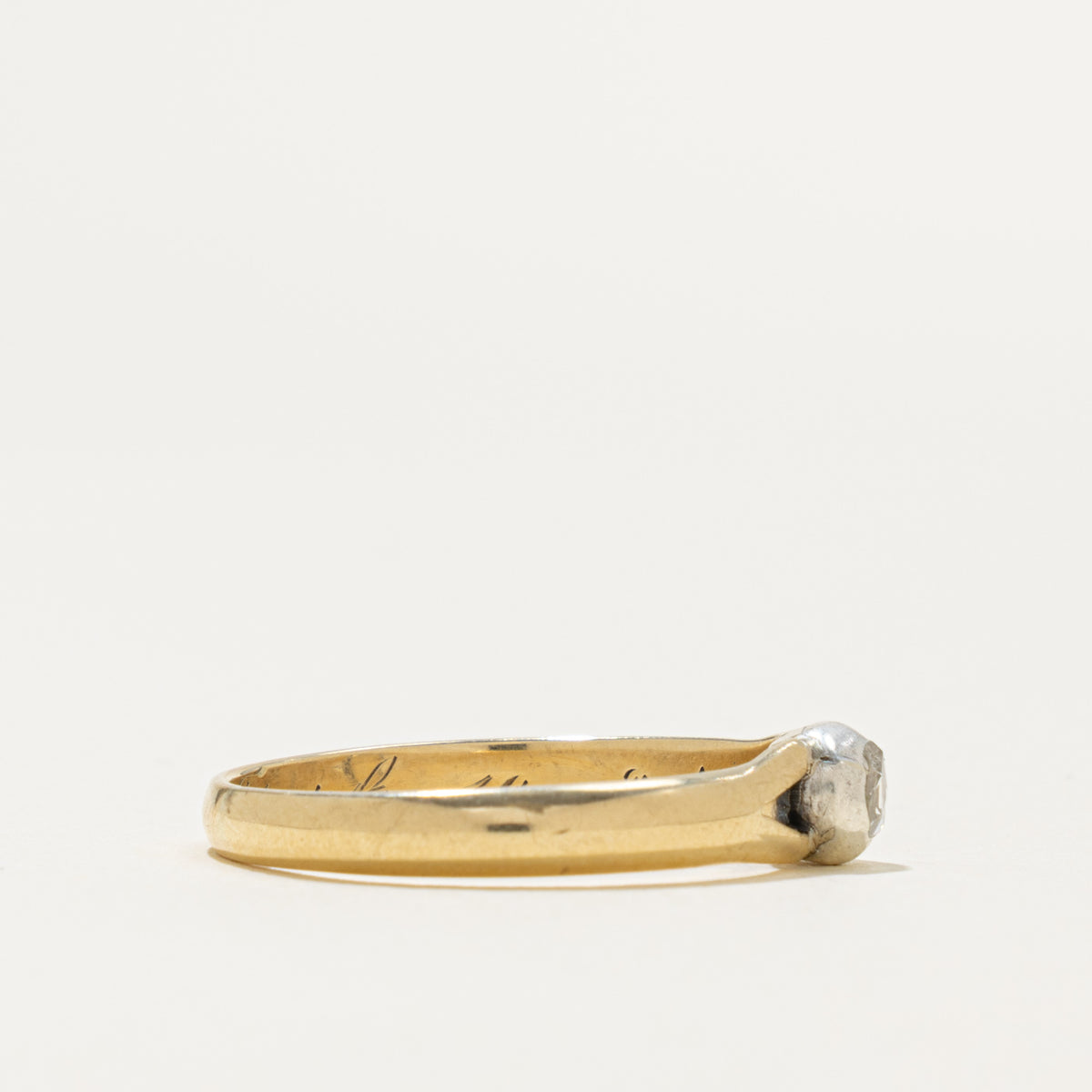 Antique Dutch 14k Silver Topped Rose Cut Diamond Ring | 0.25ct | SZ 11.25