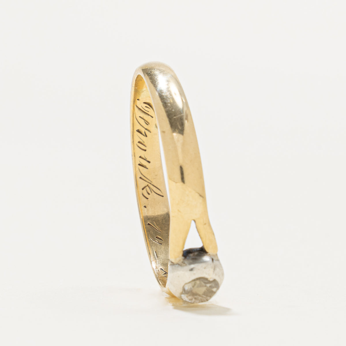Antique Dutch 14k Silver Topped Rose Cut Diamond Ring | 0.25ct | SZ 11.25