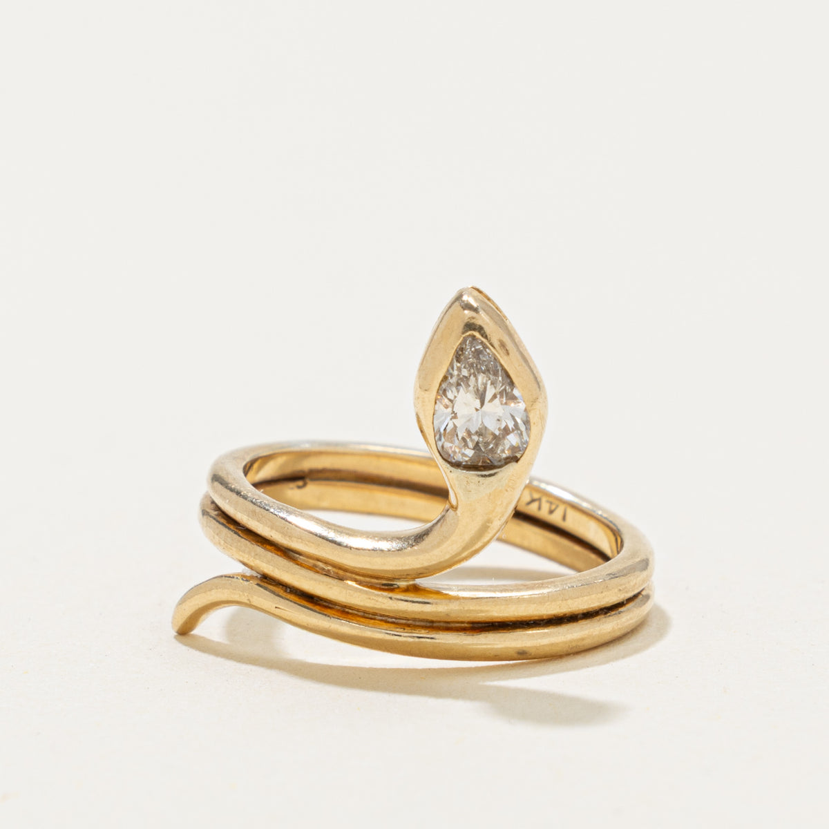 14k Pear Cut Diamond Snake Ring | 0.25ct | SZ 3.5