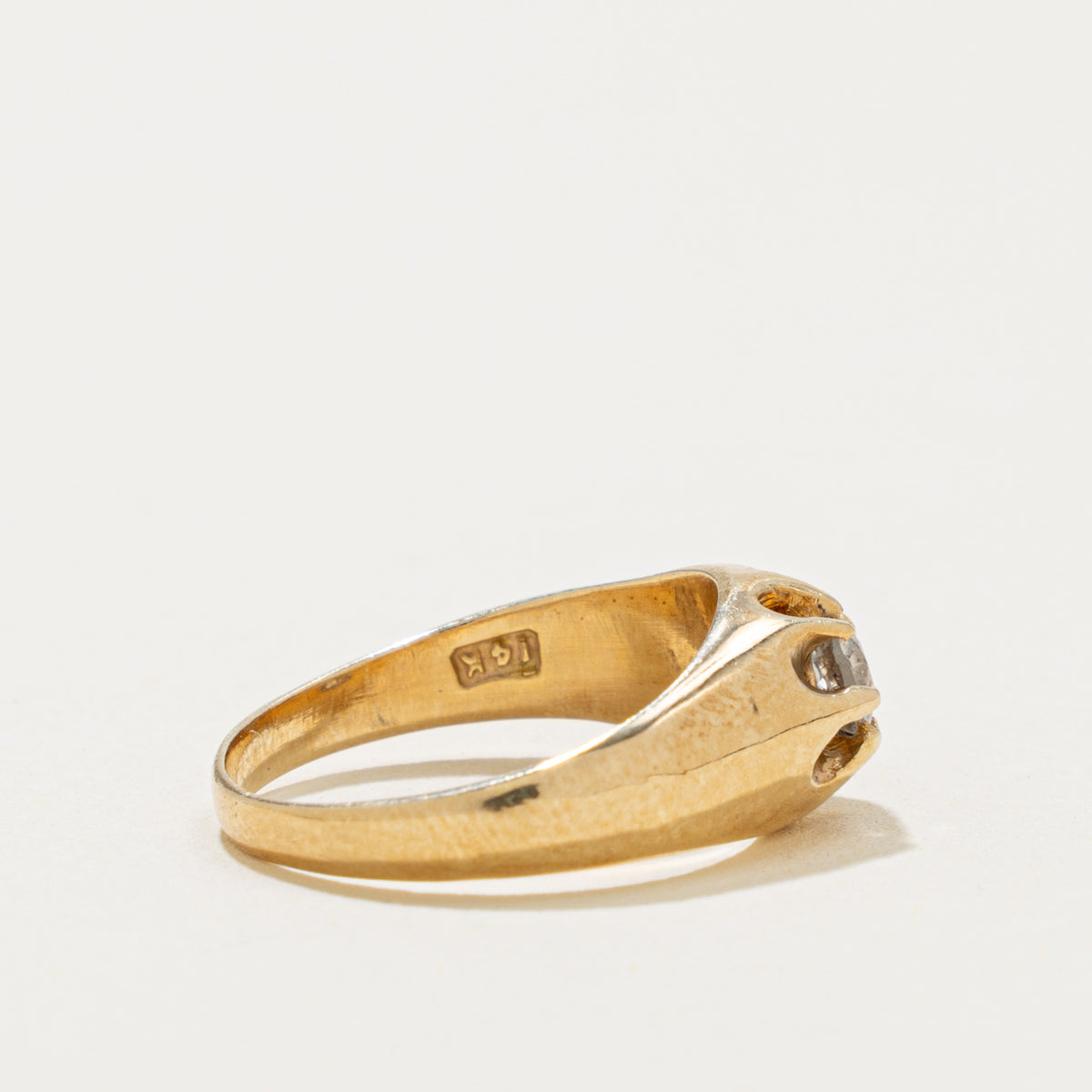 Antique 14k Old Mine Cut Belcher Set Diamond Ring | 0.27ct | SZ 4