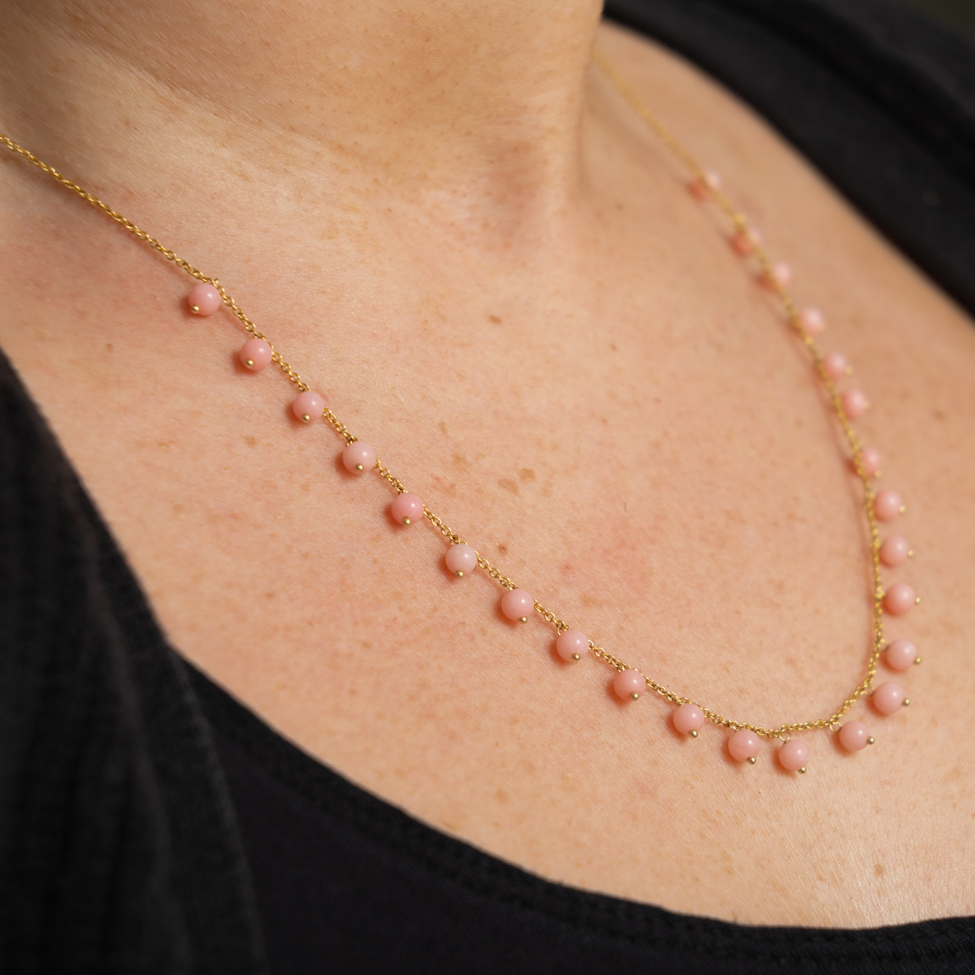 14k Coral Bead Necklace | 19"