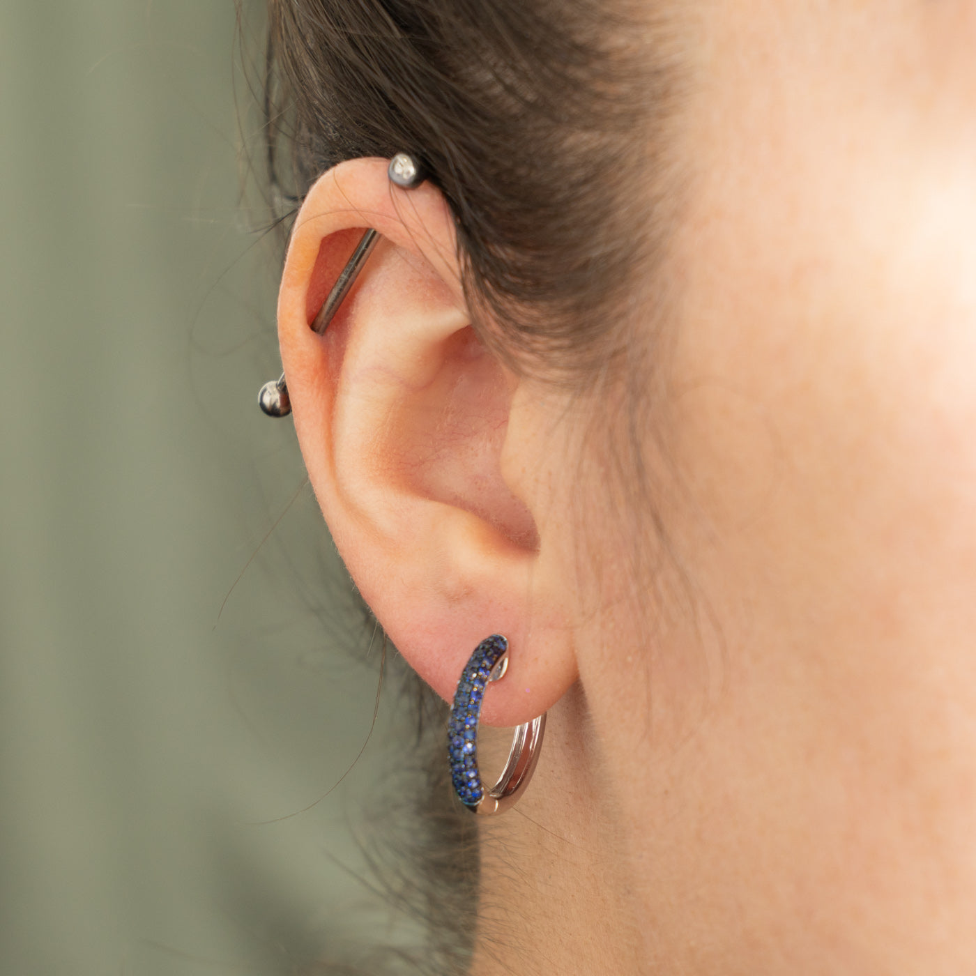 'Afarin' 18k Pavé Set Sapphire Hoop Earrings | 0.8ctw