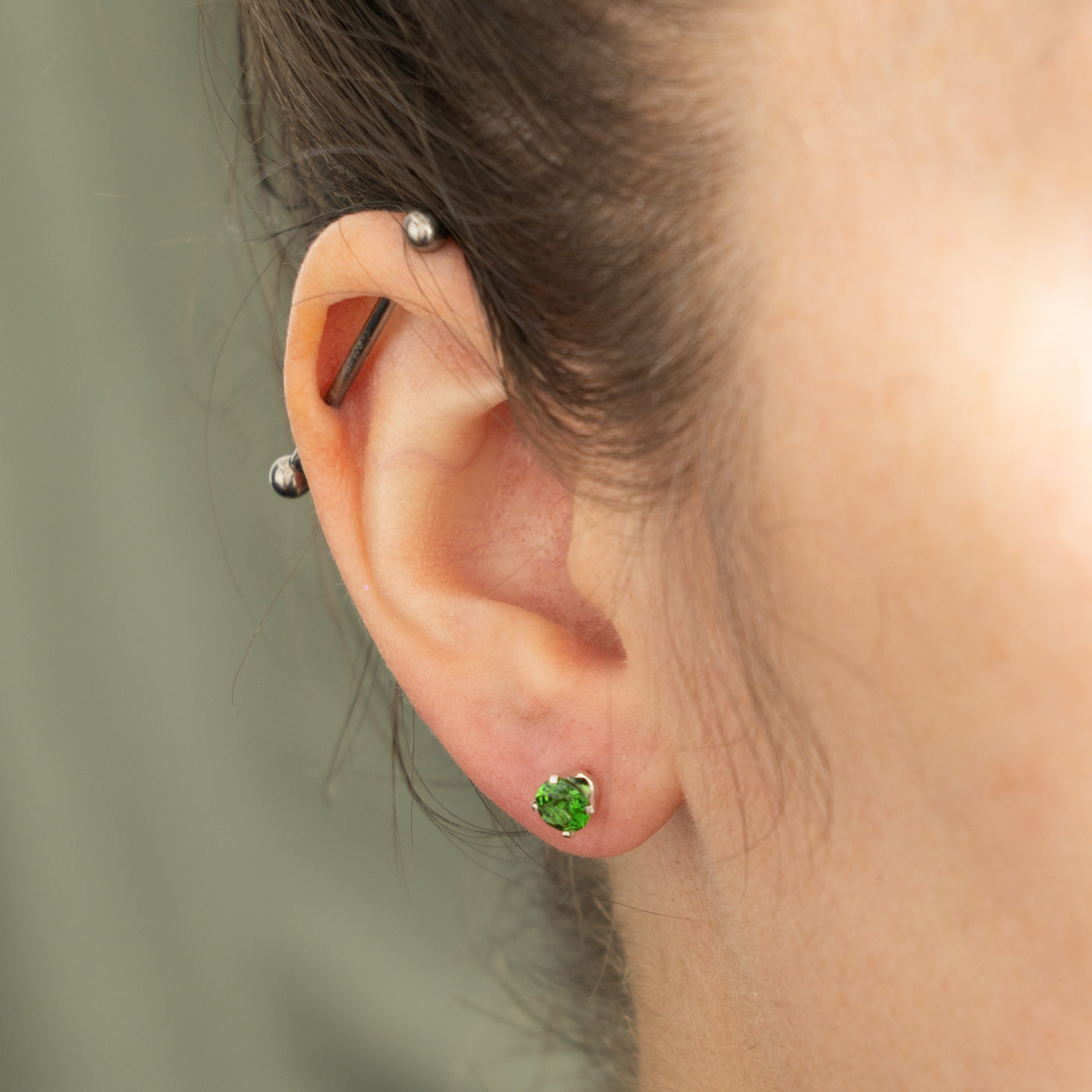 14k Solitaire Tsavorite Garnet Stud Earrings | 1.00ctw
