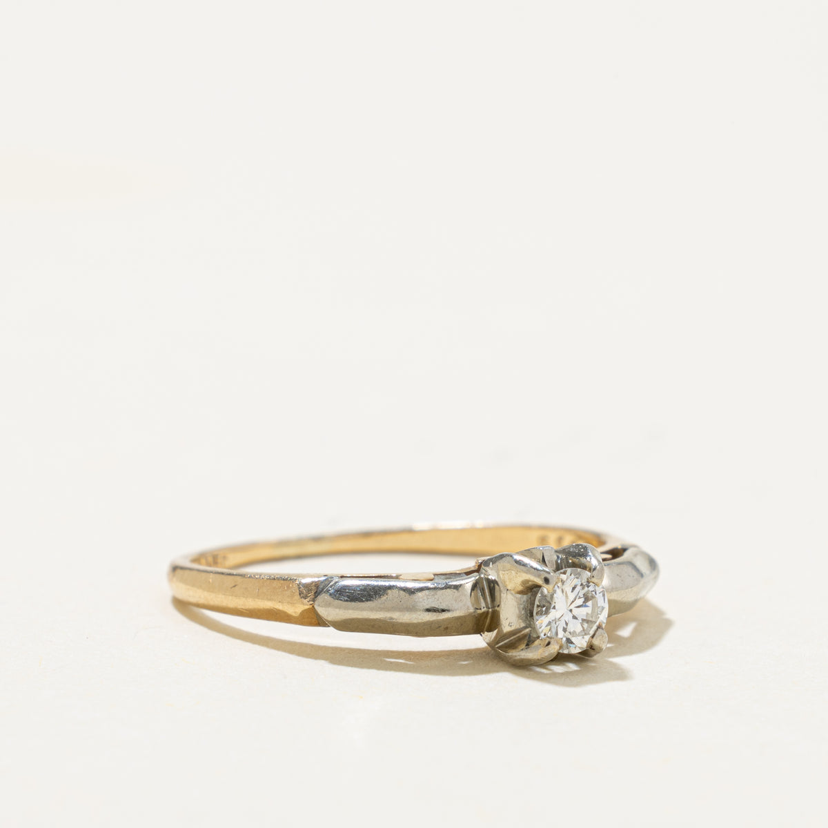 Two Tone Solitaire Diamond Ring | 0.14ct | SZ 5.75