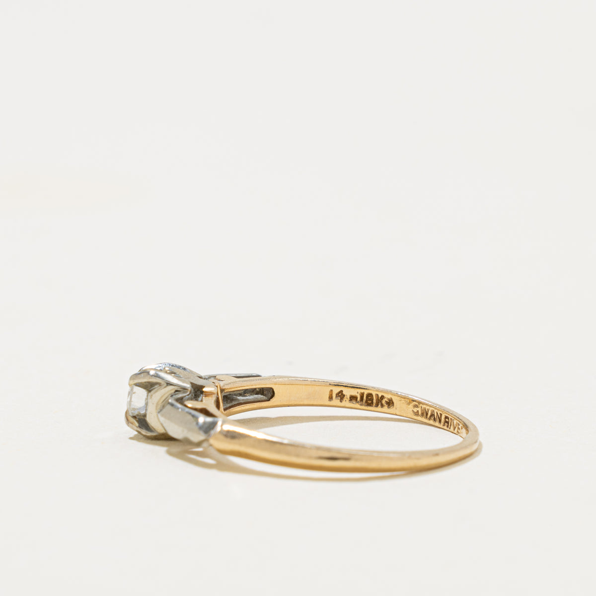 Two Tone Solitaire Diamond Ring | 0.14ct | SZ 5.75
