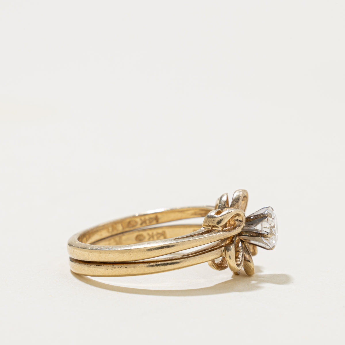 14k Solitaire Diamond Scrollwork Ring | 0.37ct SI1 G | SZ 6.25