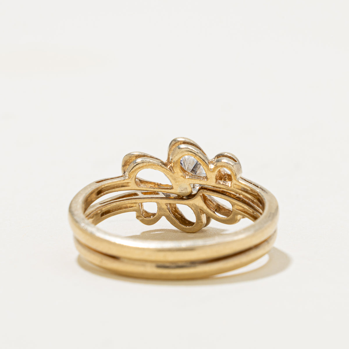 14k Solitaire Diamond Scrollwork Ring | 0.37ct SI1 G | SZ 6.25