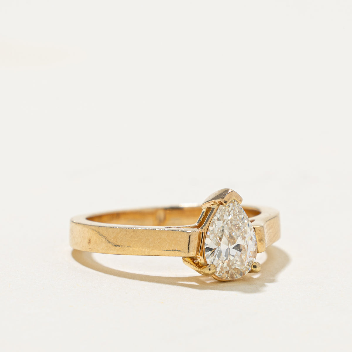 14k Solitaire Pear Cut Diamond Ring | 0.52ct SI1 L | SZ 4.25