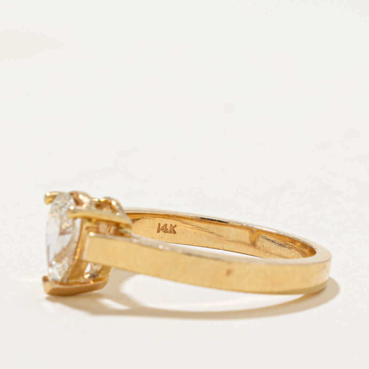 14k Solitaire Pear Cut Diamond Ring | 0.52ct SI1 L | SZ 4.25
