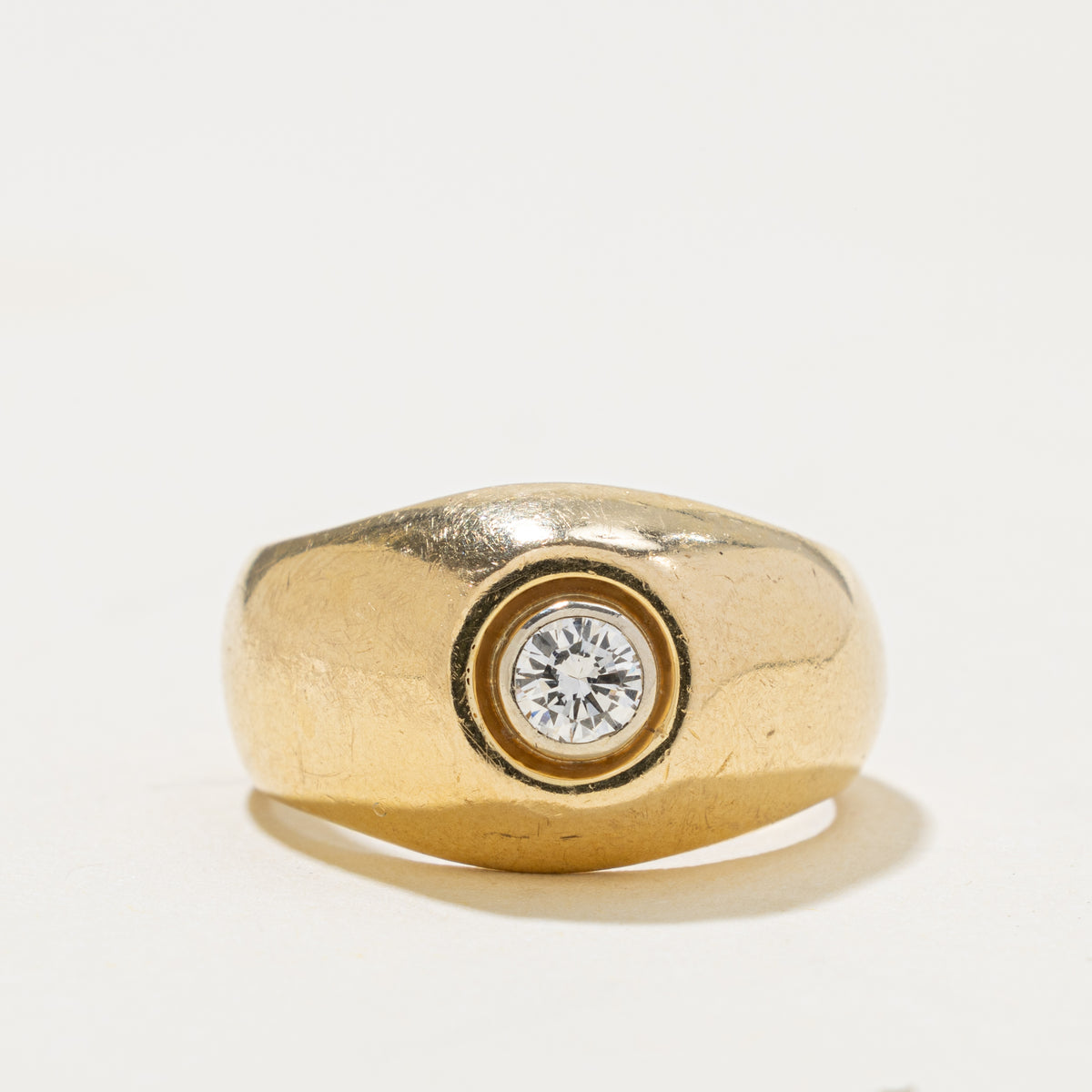 14k Solitaire Bezel Set Diamond Dome Ring | 0.21ct | SZ 7.25