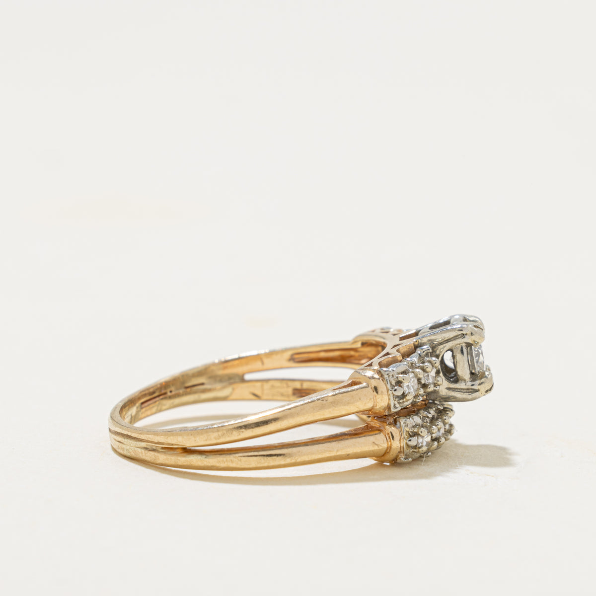 14k Yellow Gold Diamond Accented Soldered Wedding Ring Set | 0.44ctw | SZ 8.75