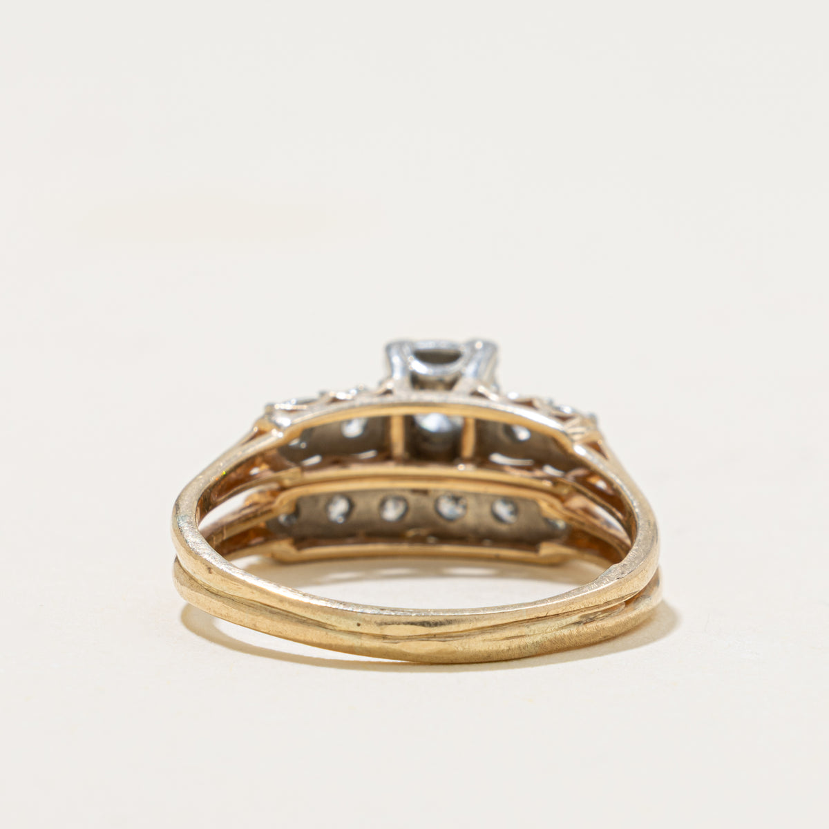 14k Yellow Gold Diamond Accented Soldered Wedding Ring Set | 0.44ctw | SZ 8.75