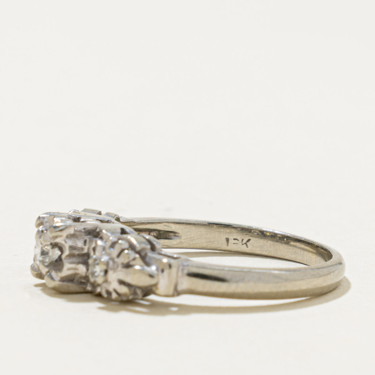18k Illusion Set Diamond Accented Openwork Ring | 0.08ctw | SZ 4.25
