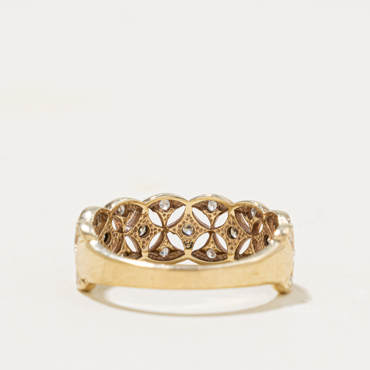 10k Diamond Openwork Geometric Patterned Band | 0.16ctw | 7.05mm | SZ 6.5