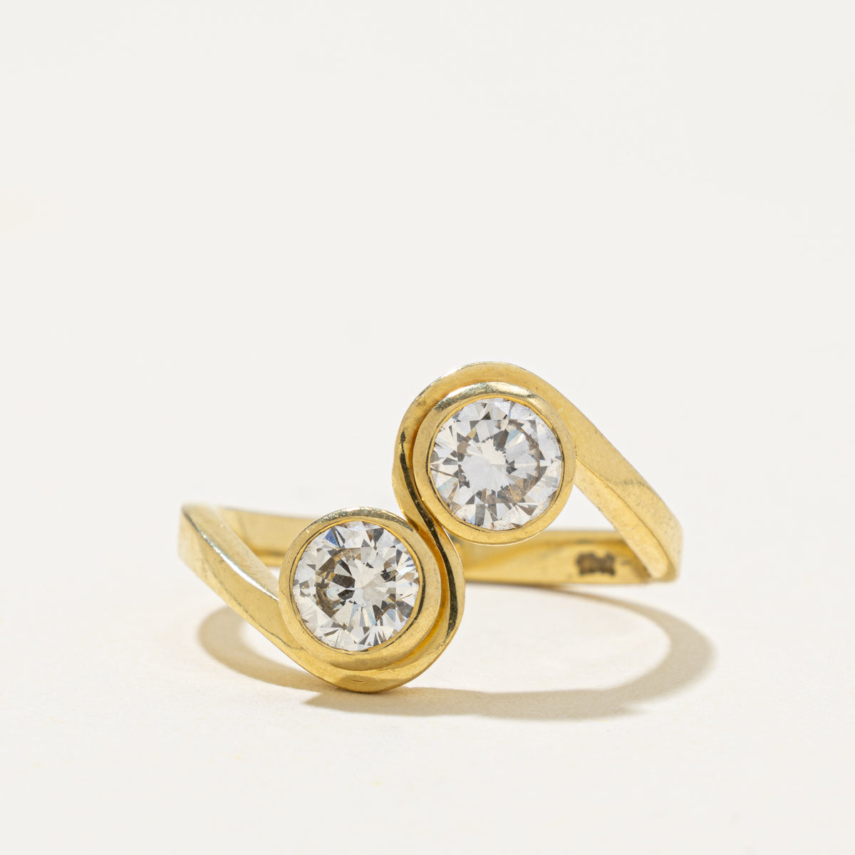 18k Toi et Moi Diamond Bypass Ring | 0.90ctw SI1 J | SZ 6.5