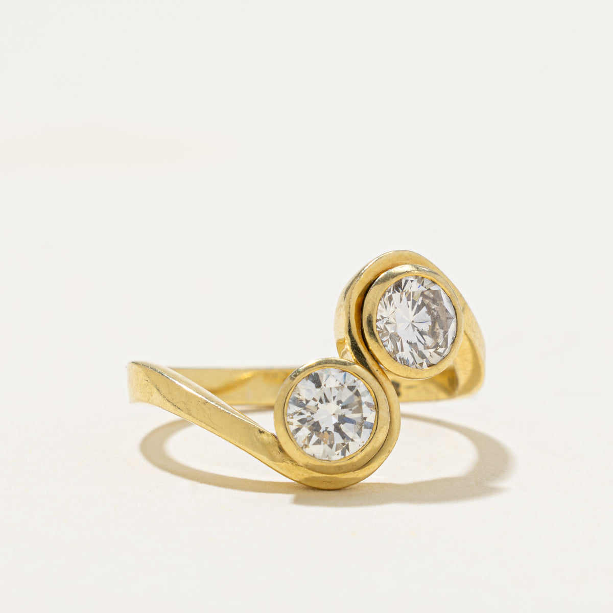 18k Toi et Moi Diamond Bypass Ring | 0.90ctw SI1 J | SZ 6.5