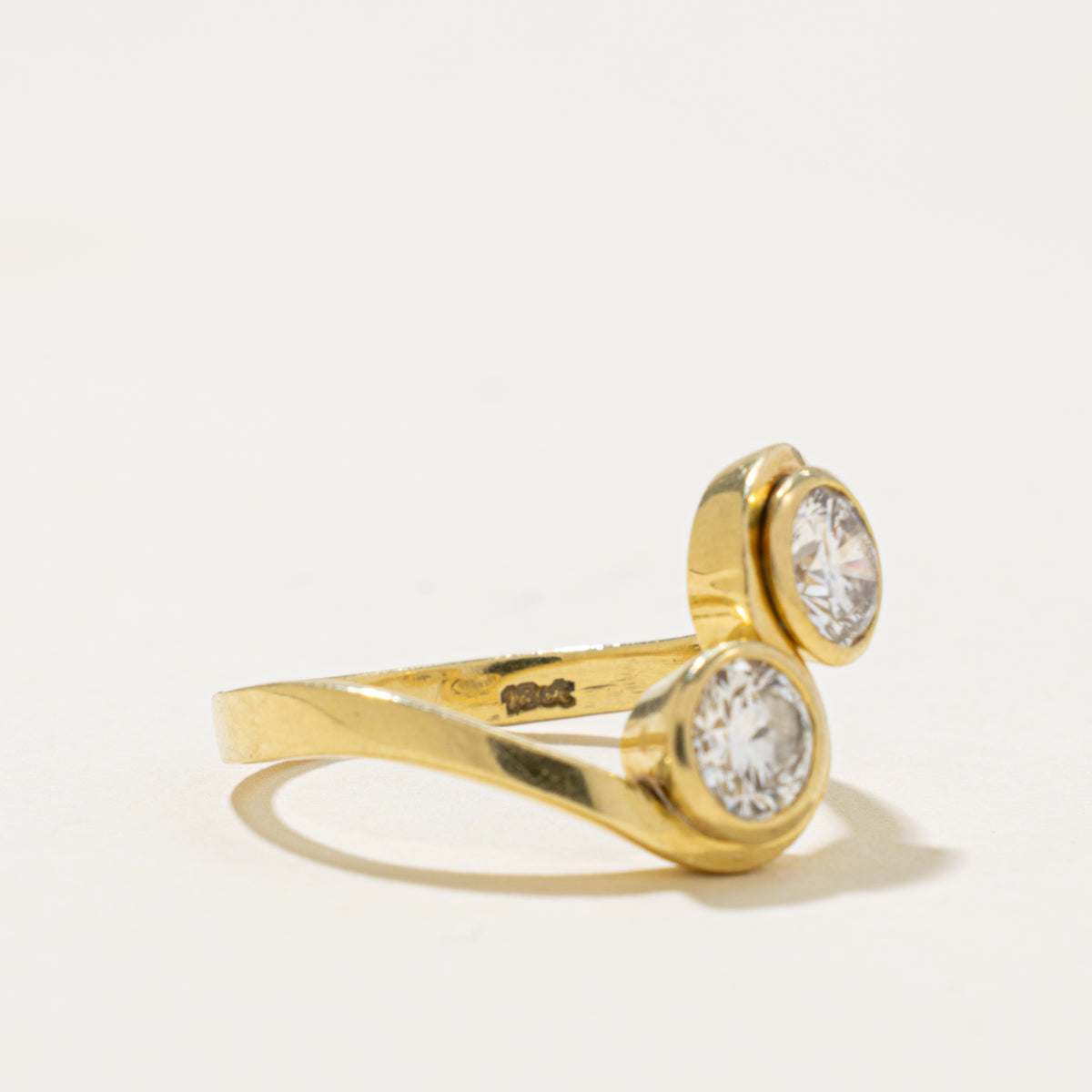 18k Toi et Moi Diamond Bypass Ring | 0.90ctw SI1 J | SZ 6.5