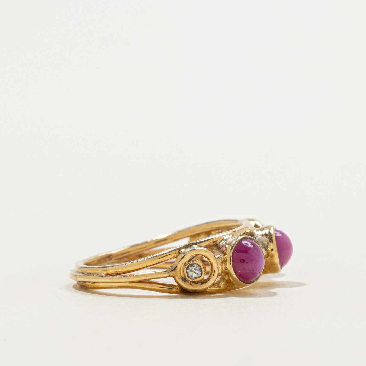 9K Ring with Diamond Accents with Synthetic Star Sapphire