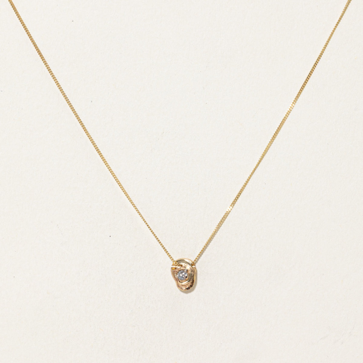 10k Diamond Nuggety Organic Pendant Necklace | 14"