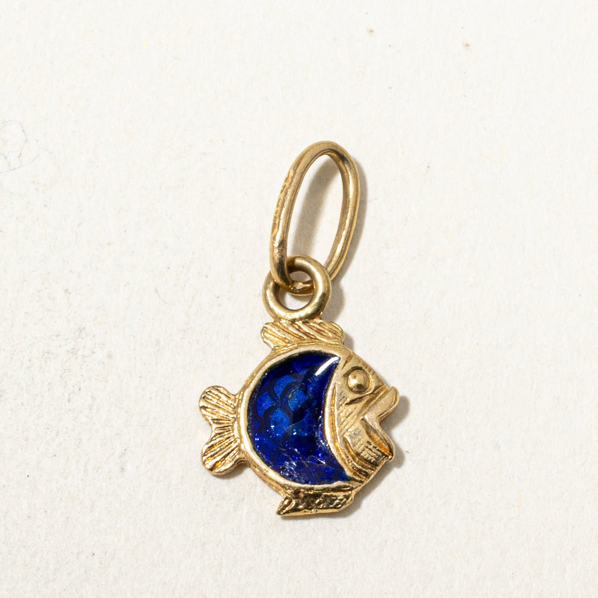 18k Yellow Gold Enamel Fish Charm