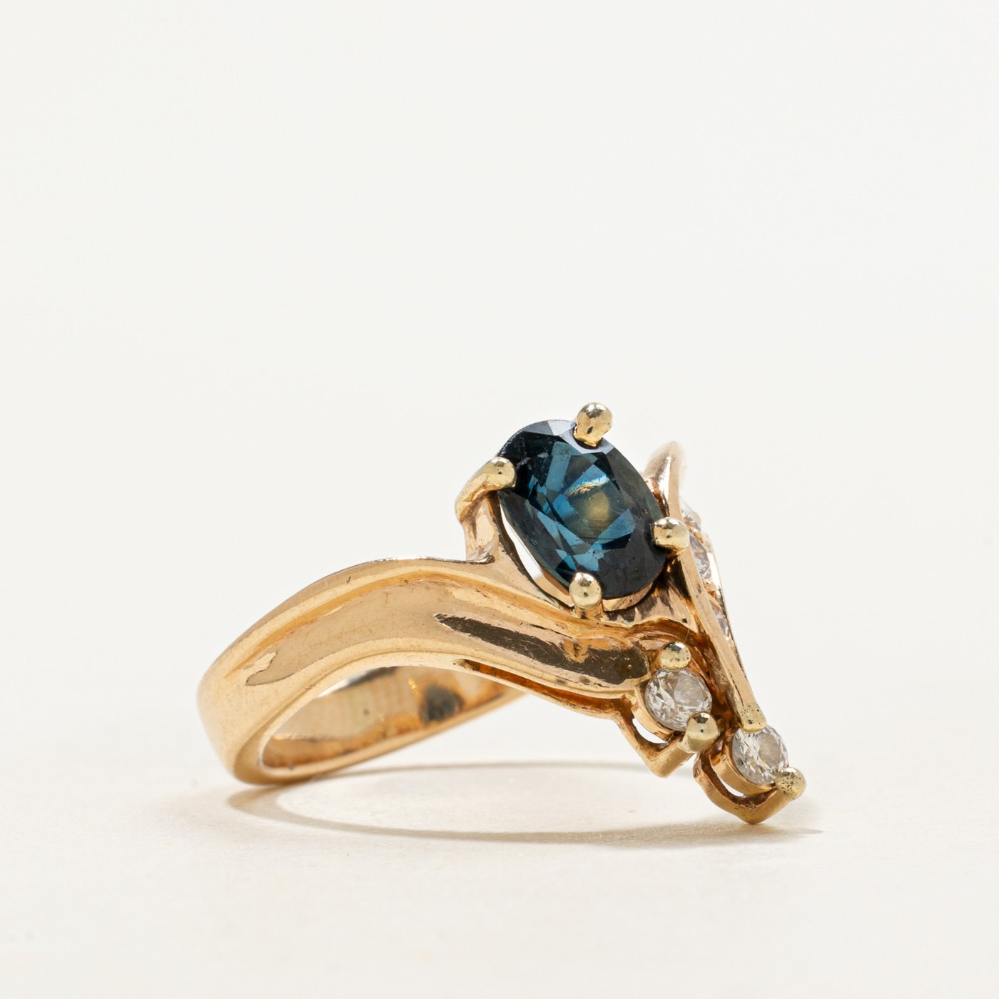 14K Ring with Diamond Accents with Sapphire