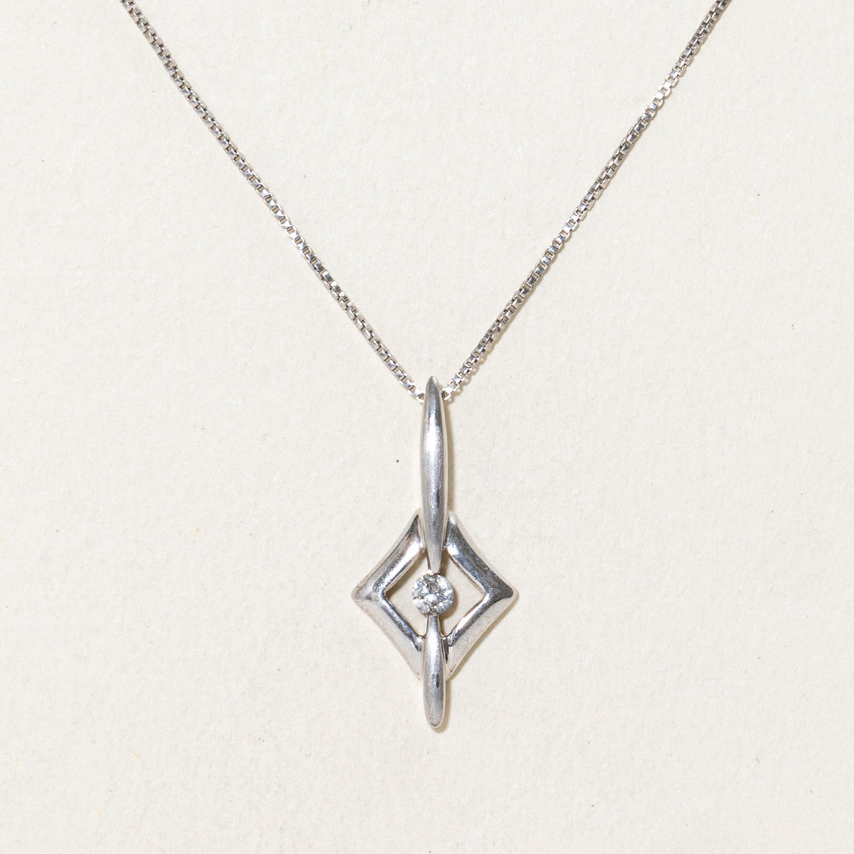 Sterling Silver Diamond Framed Pendant Necklace | 18"