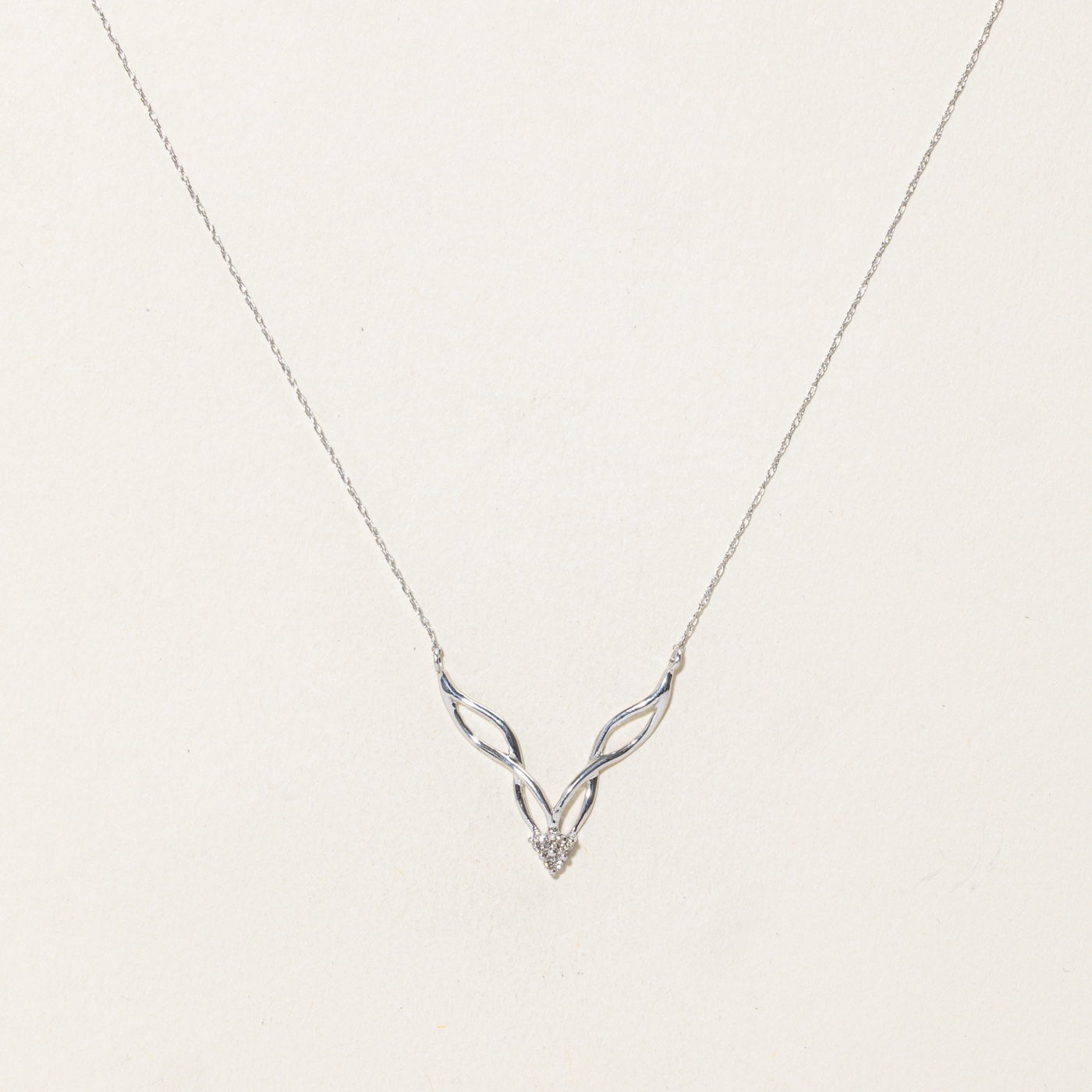 14k Diamond V Twist Pendant Necklace | 20"