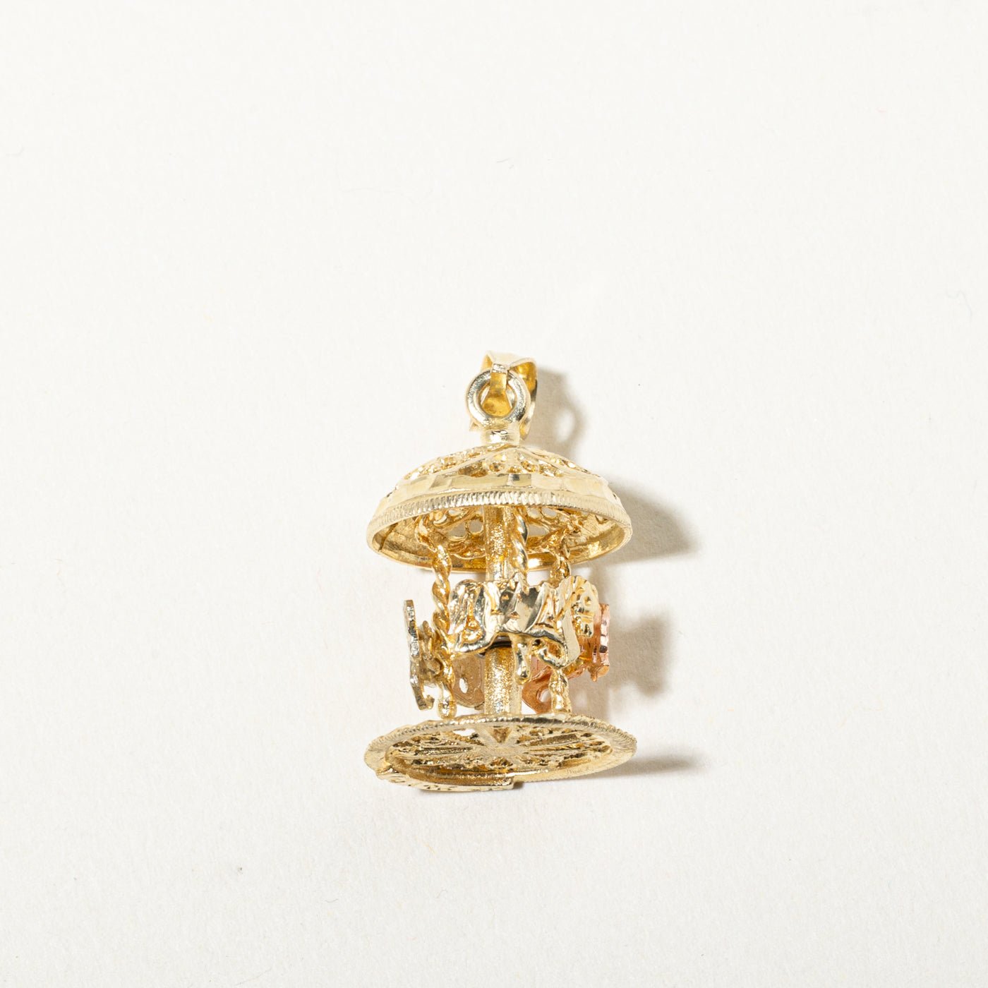 14k Yellow & Rose Gold Milgrained Carousel Charm