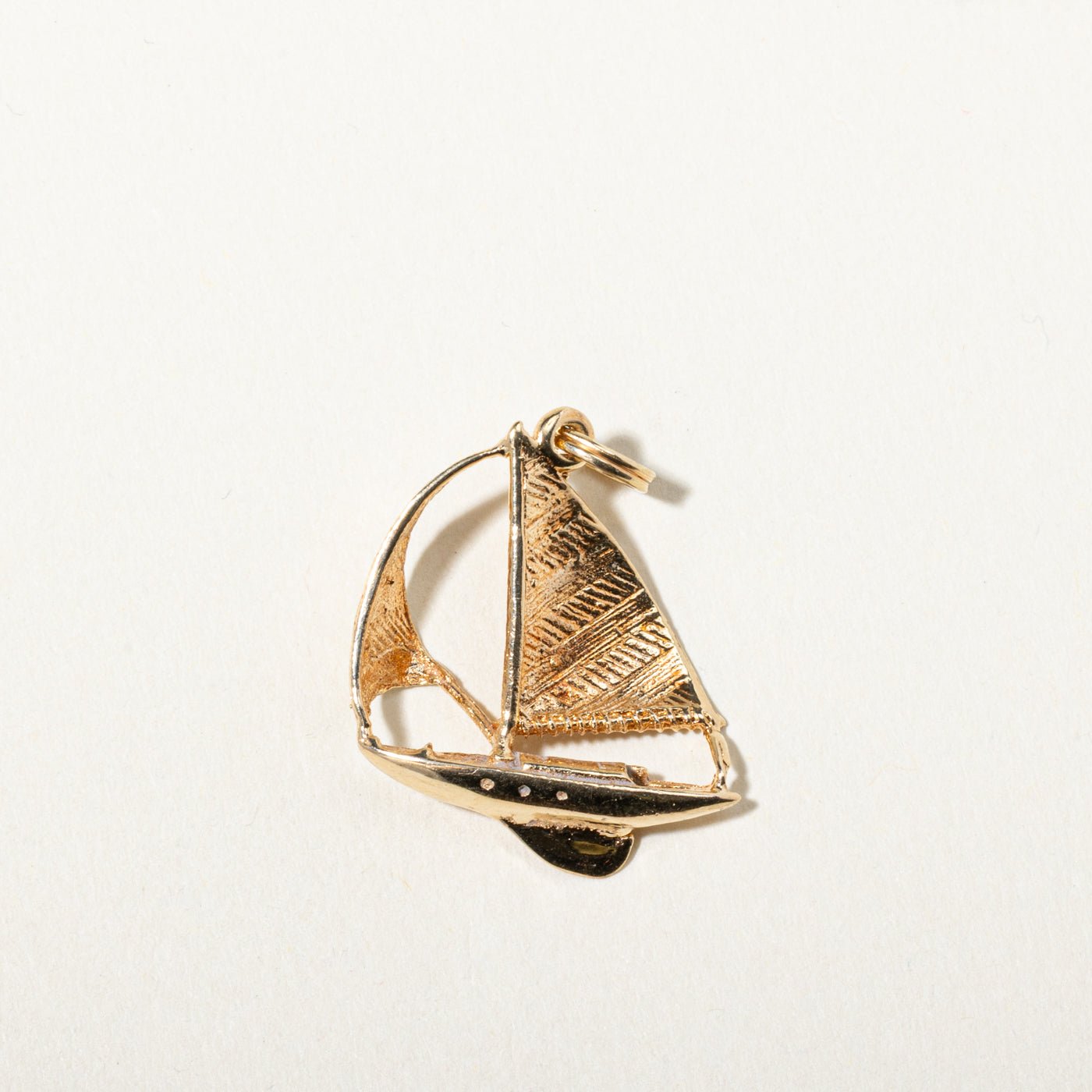 14k Yellow Gold Textured Sailboat Charm
