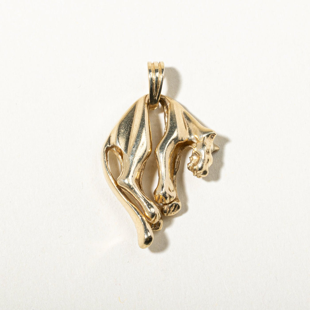 10k Yellow Gold Dangling Panther Pendant