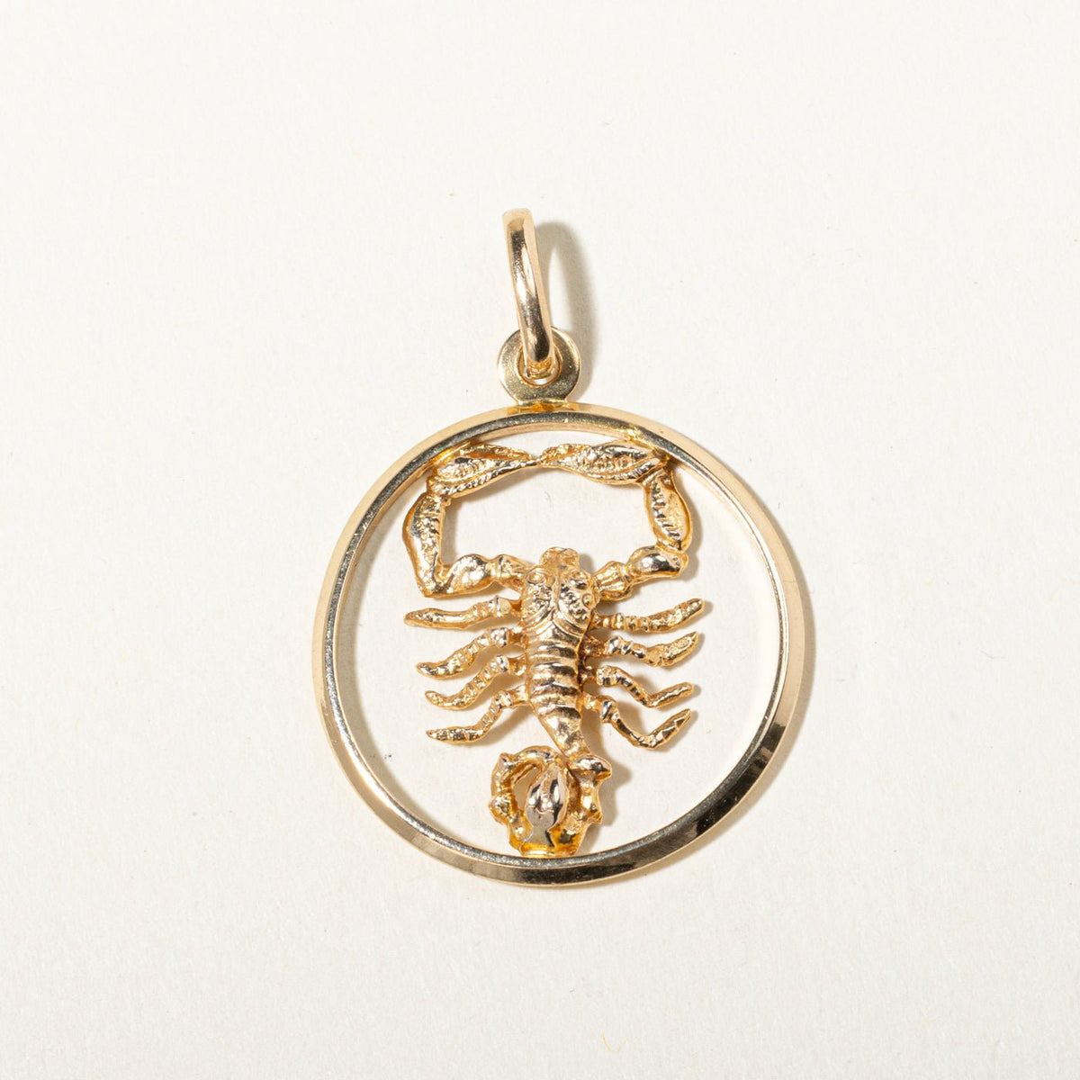 10k Yellow Gold Openwork Scorpio Zodiac Circle Pendant
