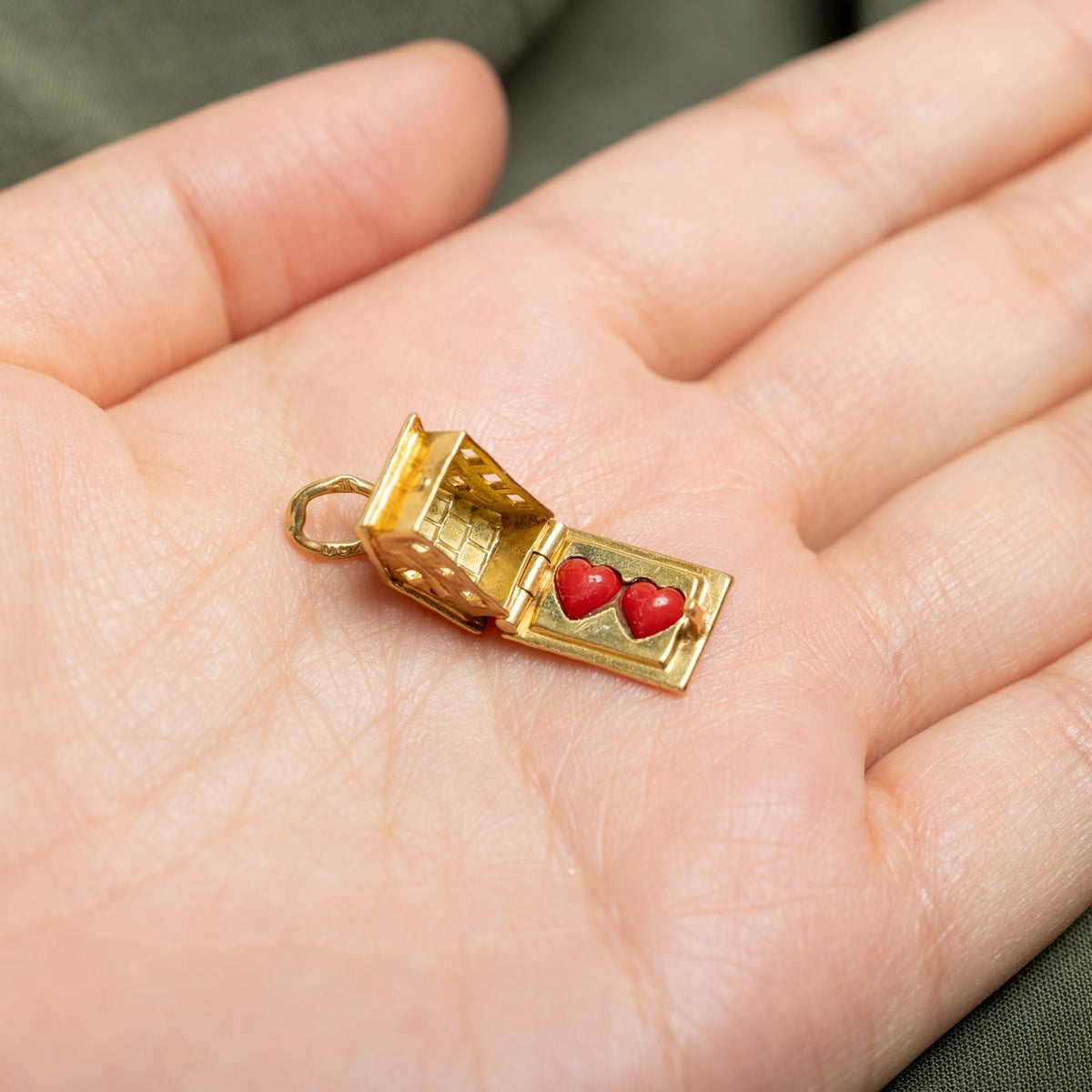 18k Yellow Gold Chalet with Heart Charm