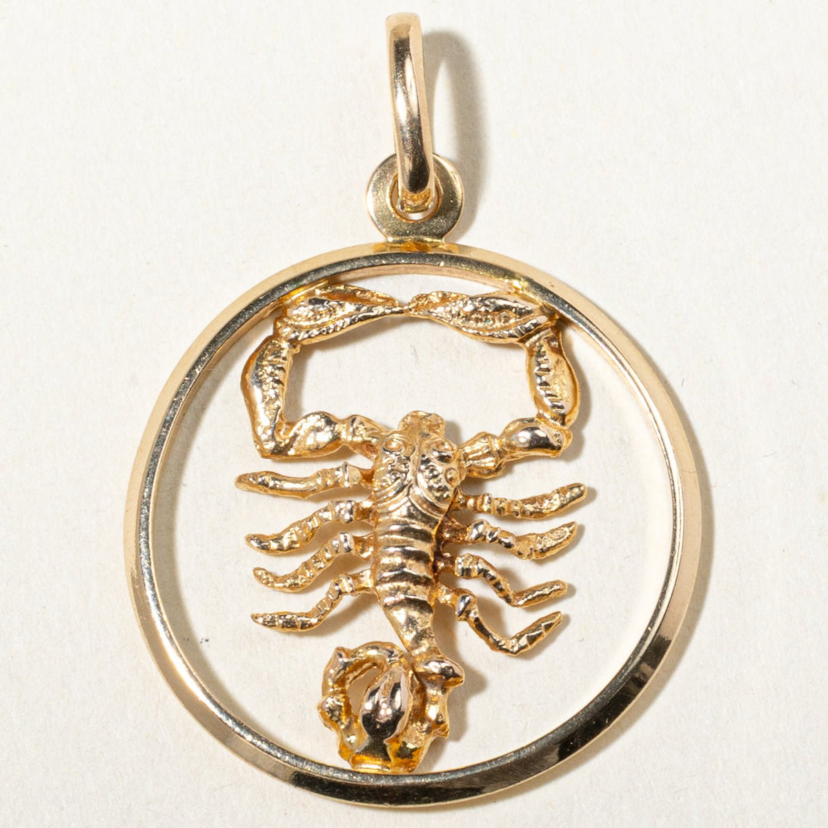 10k Yellow Gold Openwork Scorpio Zodiac Circle Pendant
