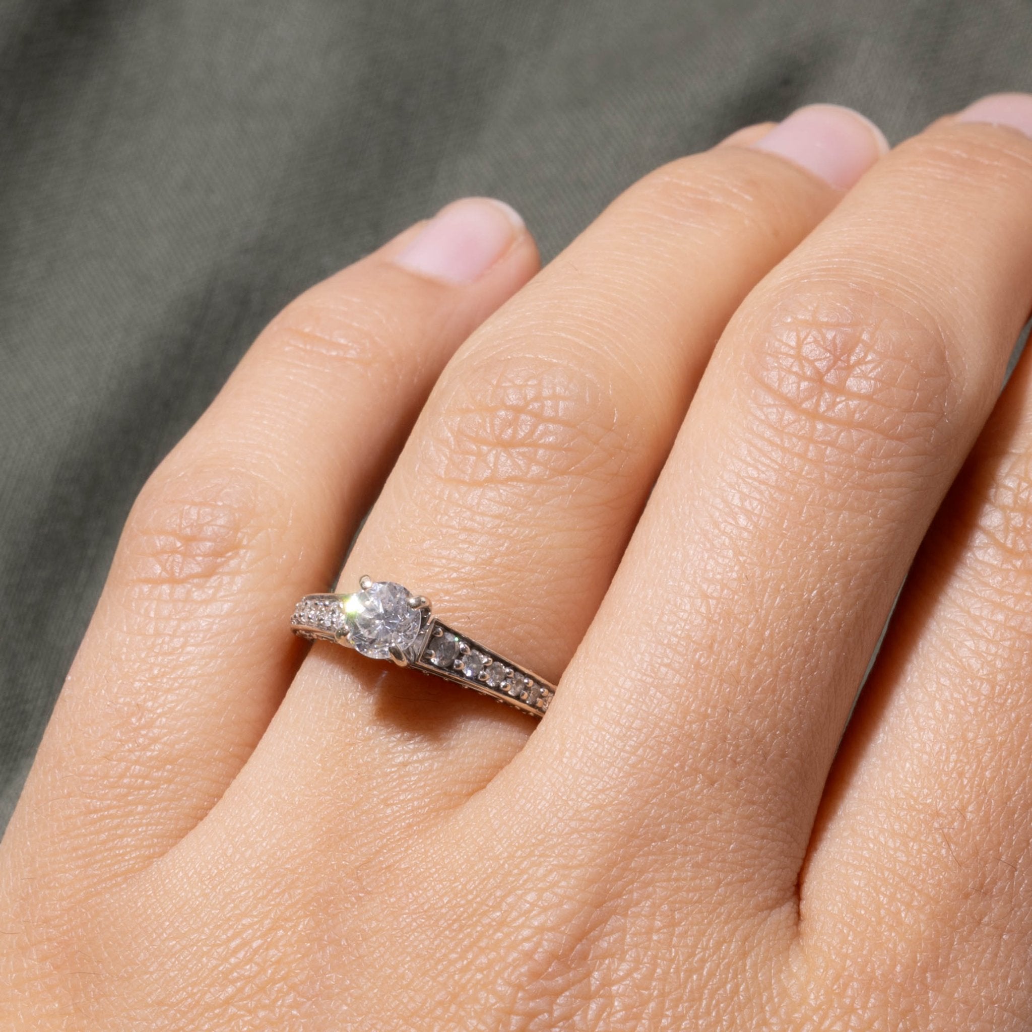 18k Solitaire Diamond Engagement Ring | 0.51ct SI2 G-H, 0.64ctw | SZ 5.25
