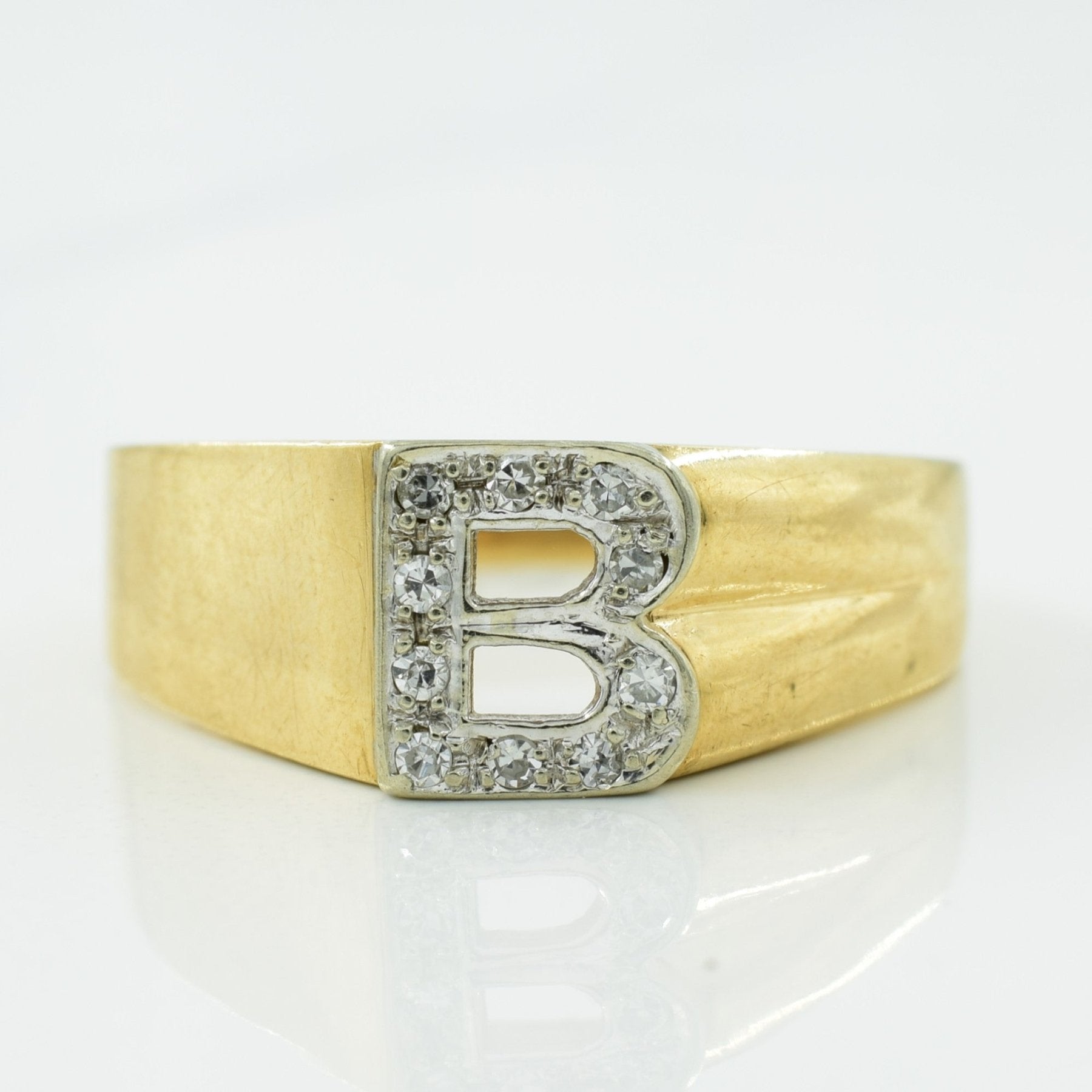 'B' Initialed Diamond Ring | 0.10ctw | SZ 10.5 | - 100 Ways