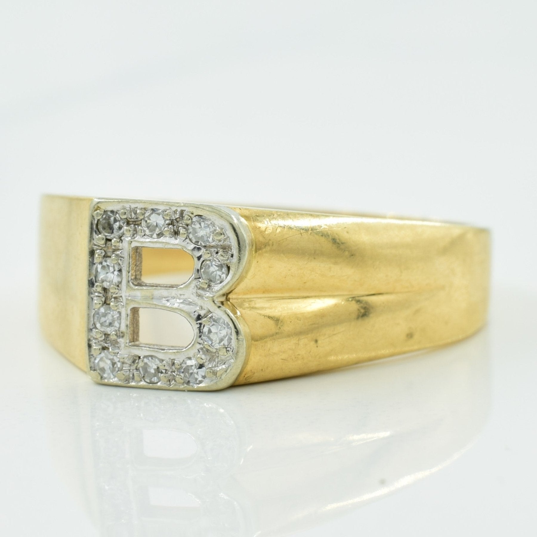 'B' Initialed Diamond Ring | 0.10ctw | SZ 10.5 | - 100 Ways