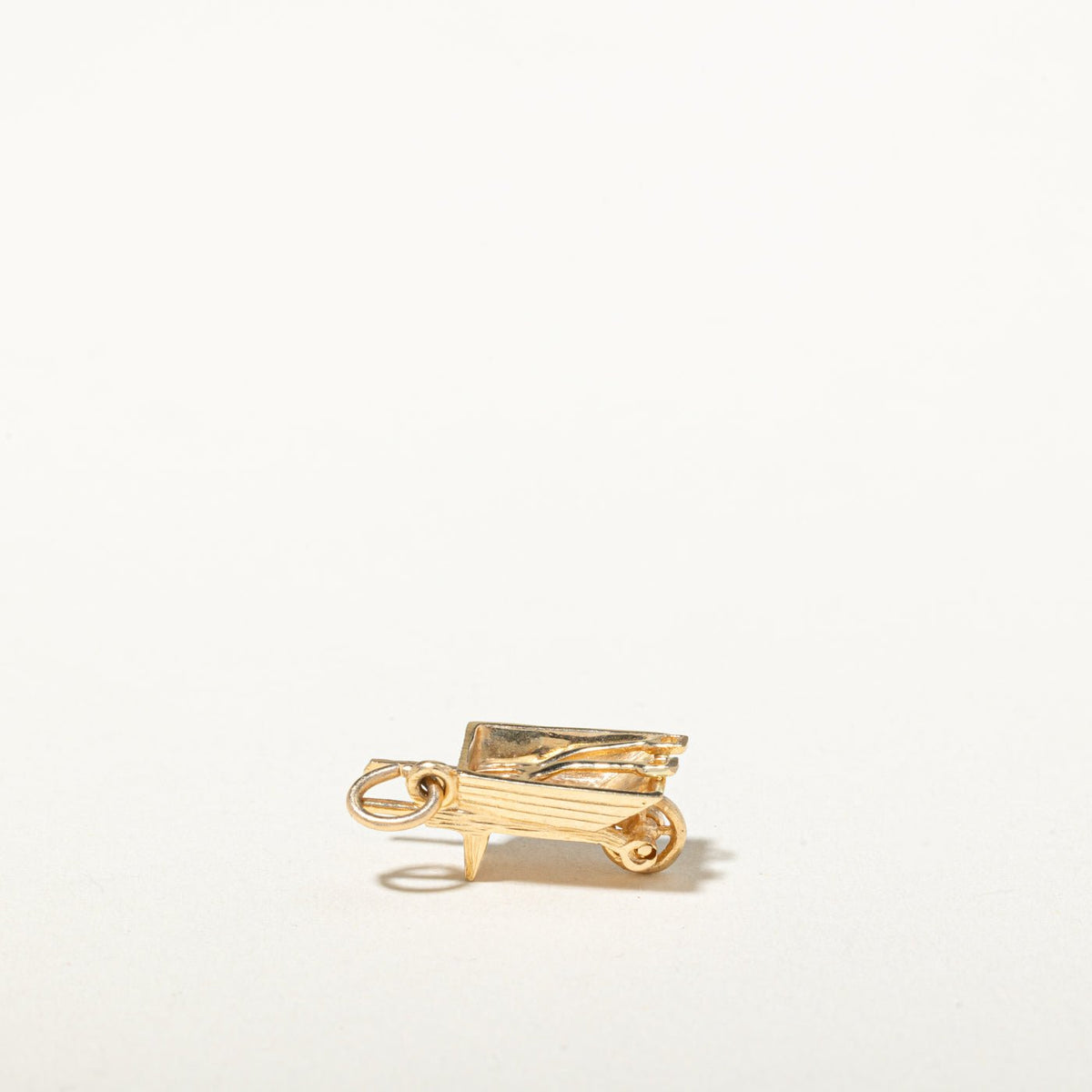 14k Yellow Gold Wheelbarrow Charm