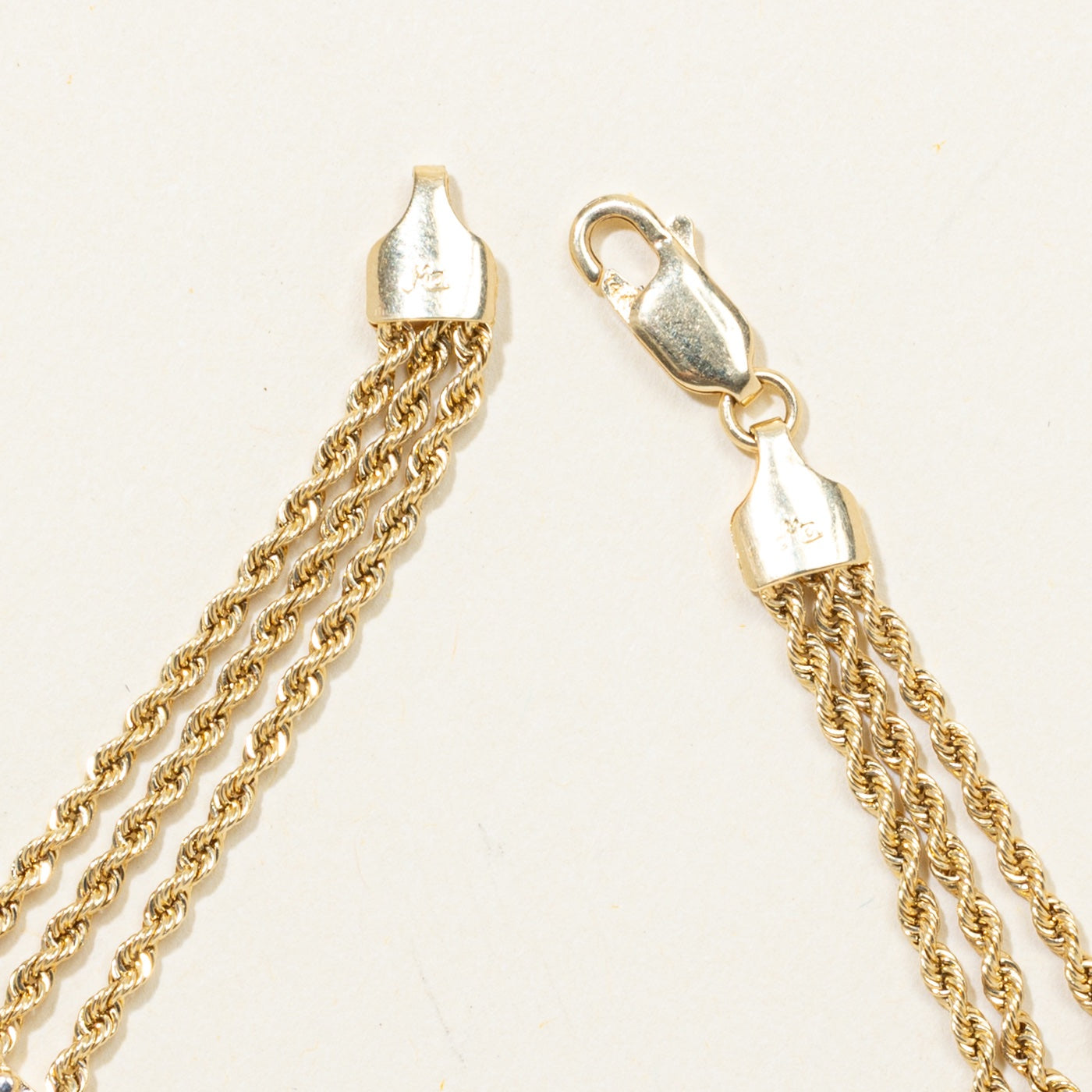 14k Yellow Gold Diamond Layered Rope Chain Bracelet | 7.5"