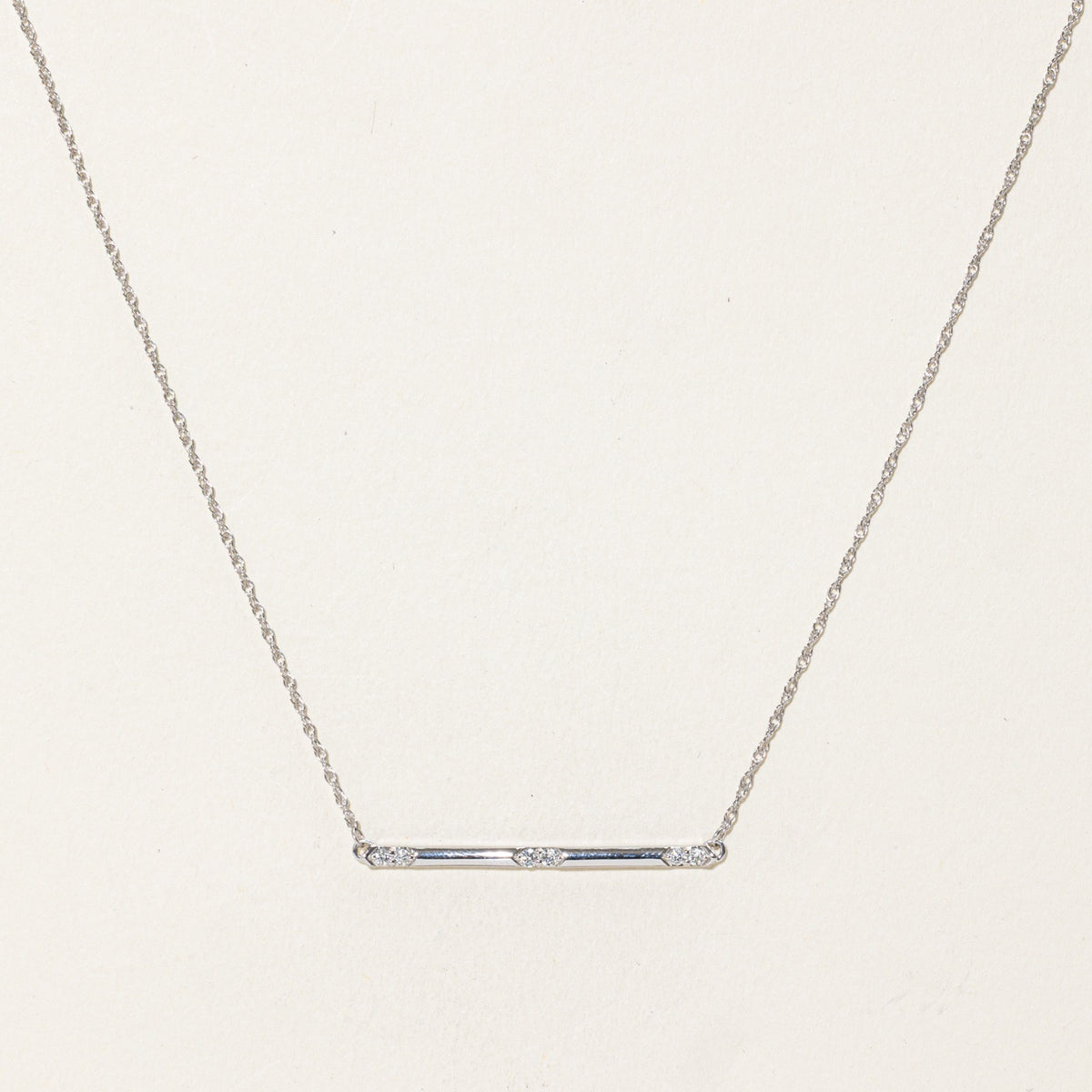 14k Diamond Plain Bar Pendant Necklace | 18"