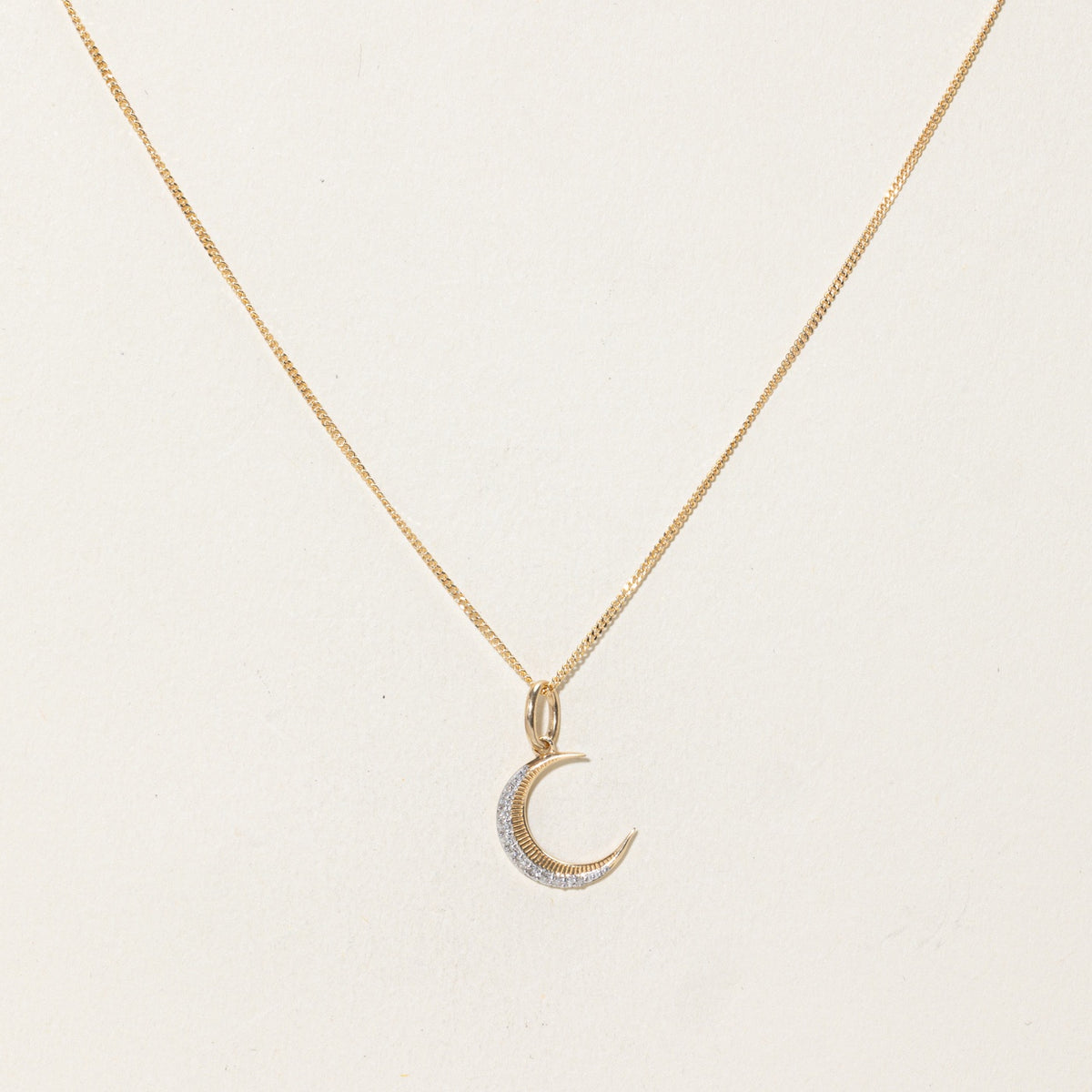 10k Diamond Crescent Moon Pendant Necklace | 18"