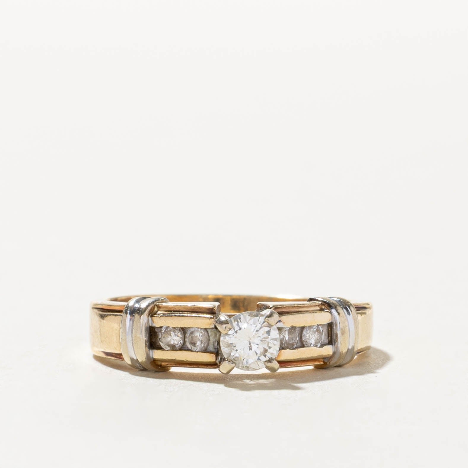 14k Two Tone Diamond Banded Ring | 0.40ctw | SZ 8