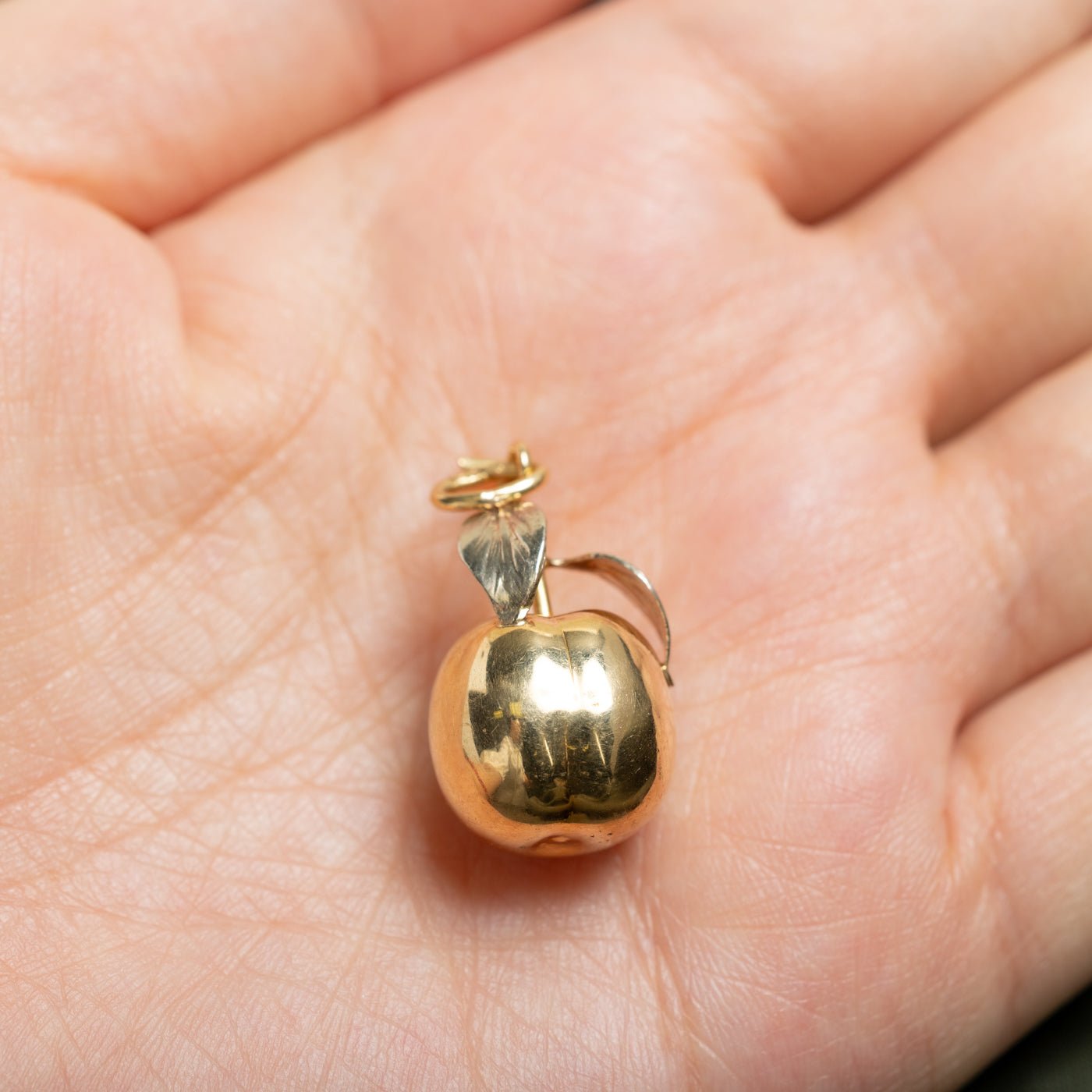 14k Yellow & White Gold Apple Charm