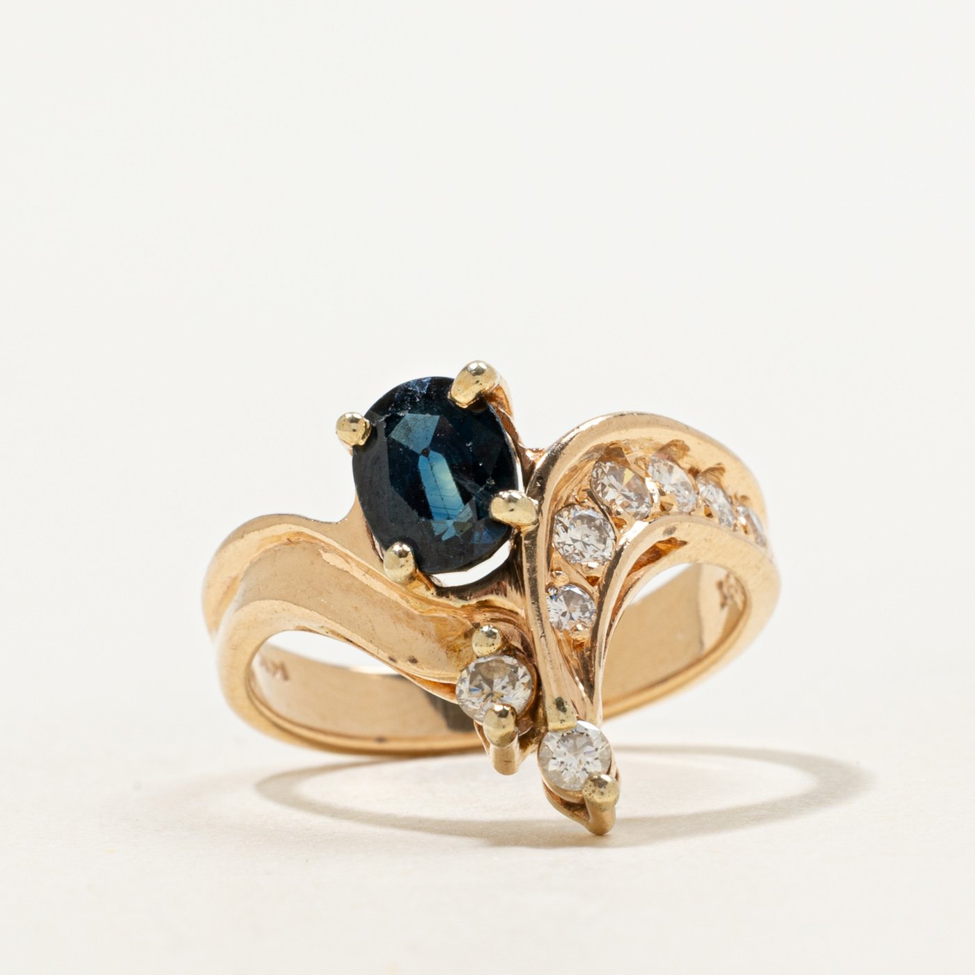 14K Ring with Diamond Accents with Sapphire